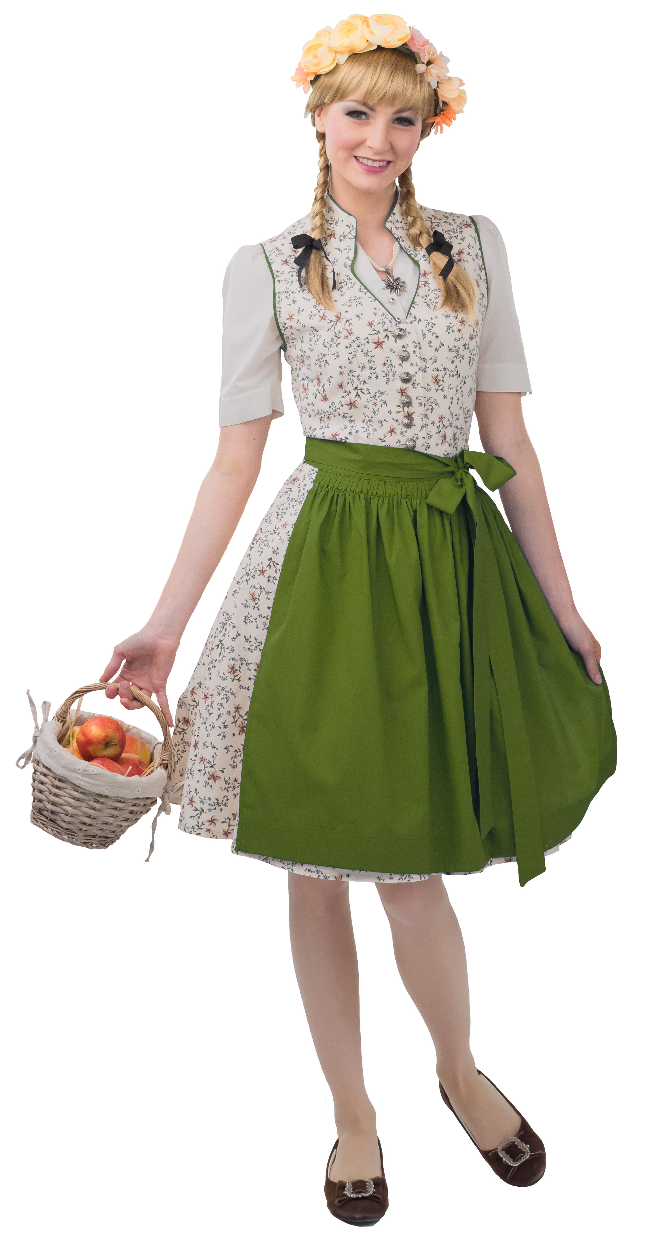 Costume tyrolienne midi, beige/vert