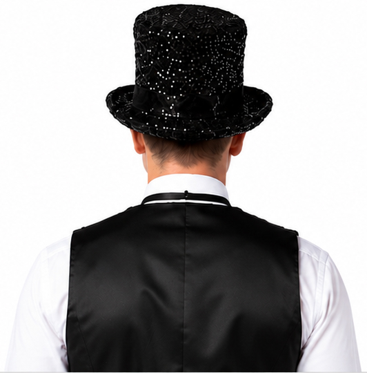 Zylinder Pailletten, schwarz