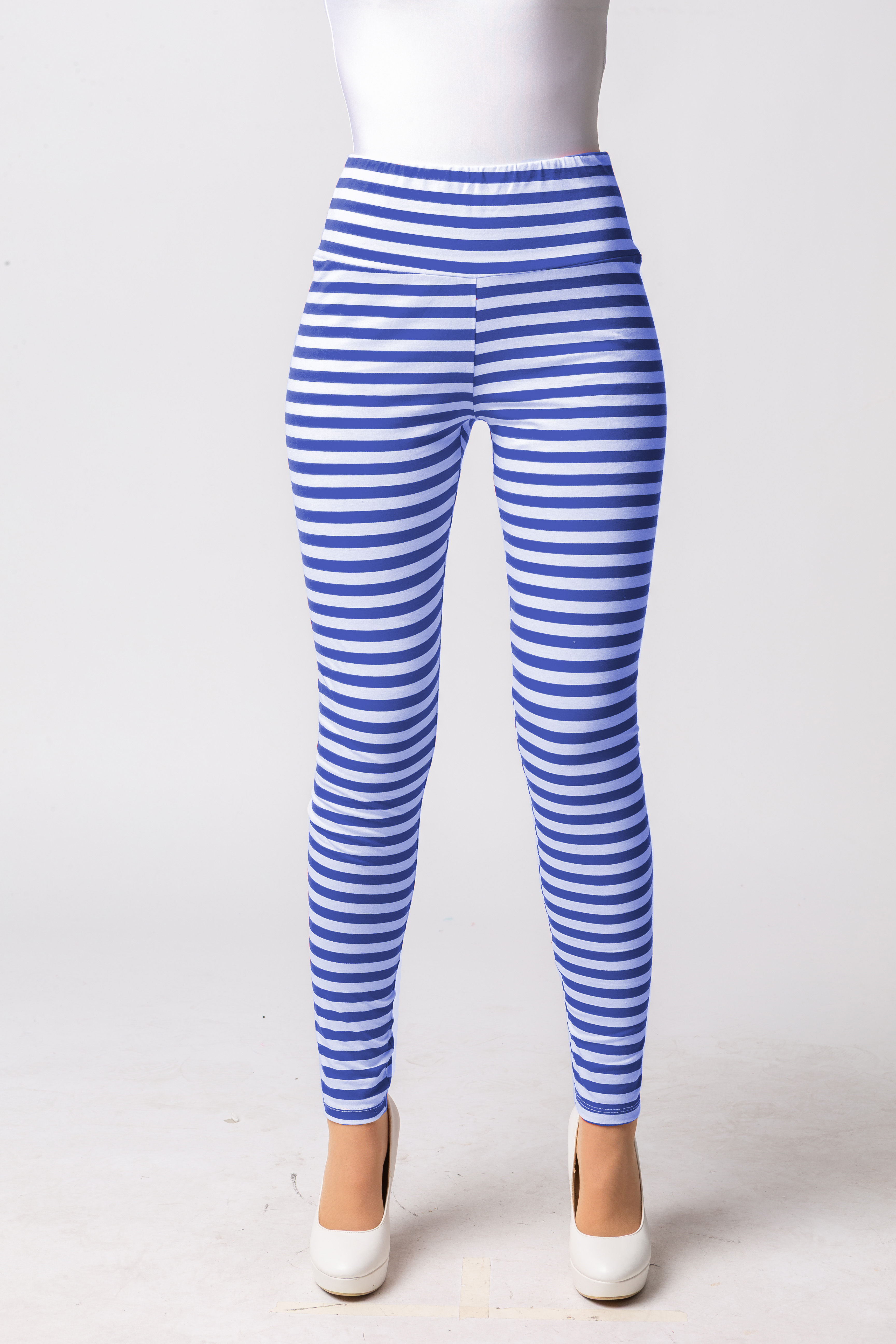 Leggings striped, blue/white