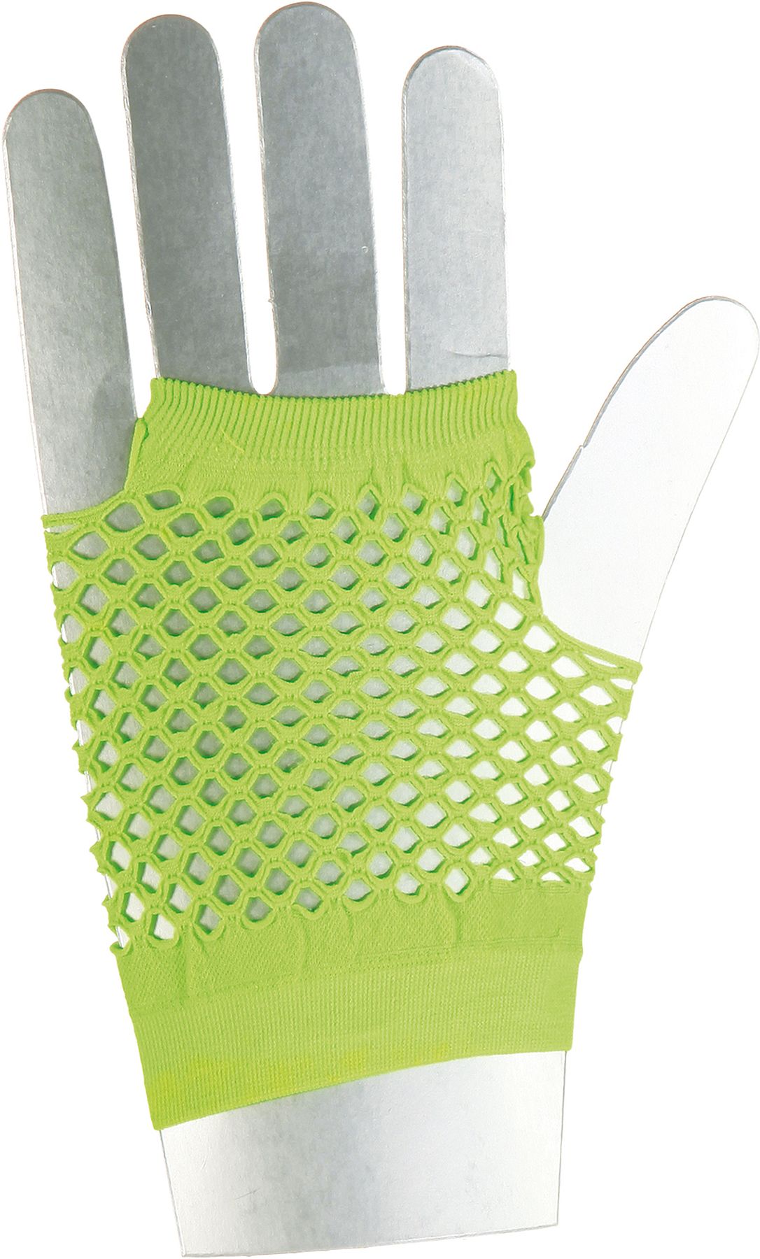 Gants courts en maille sans doigts, vert-fluo