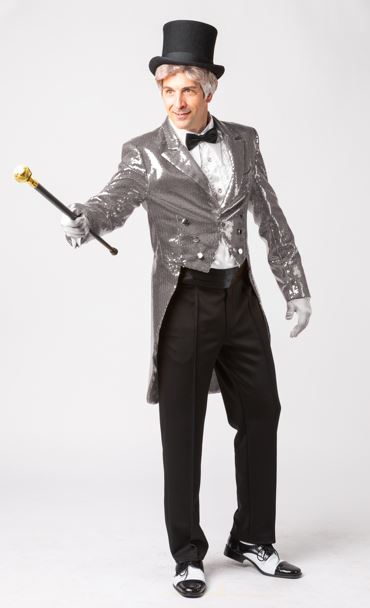 Mens tailcoat sequin, silver