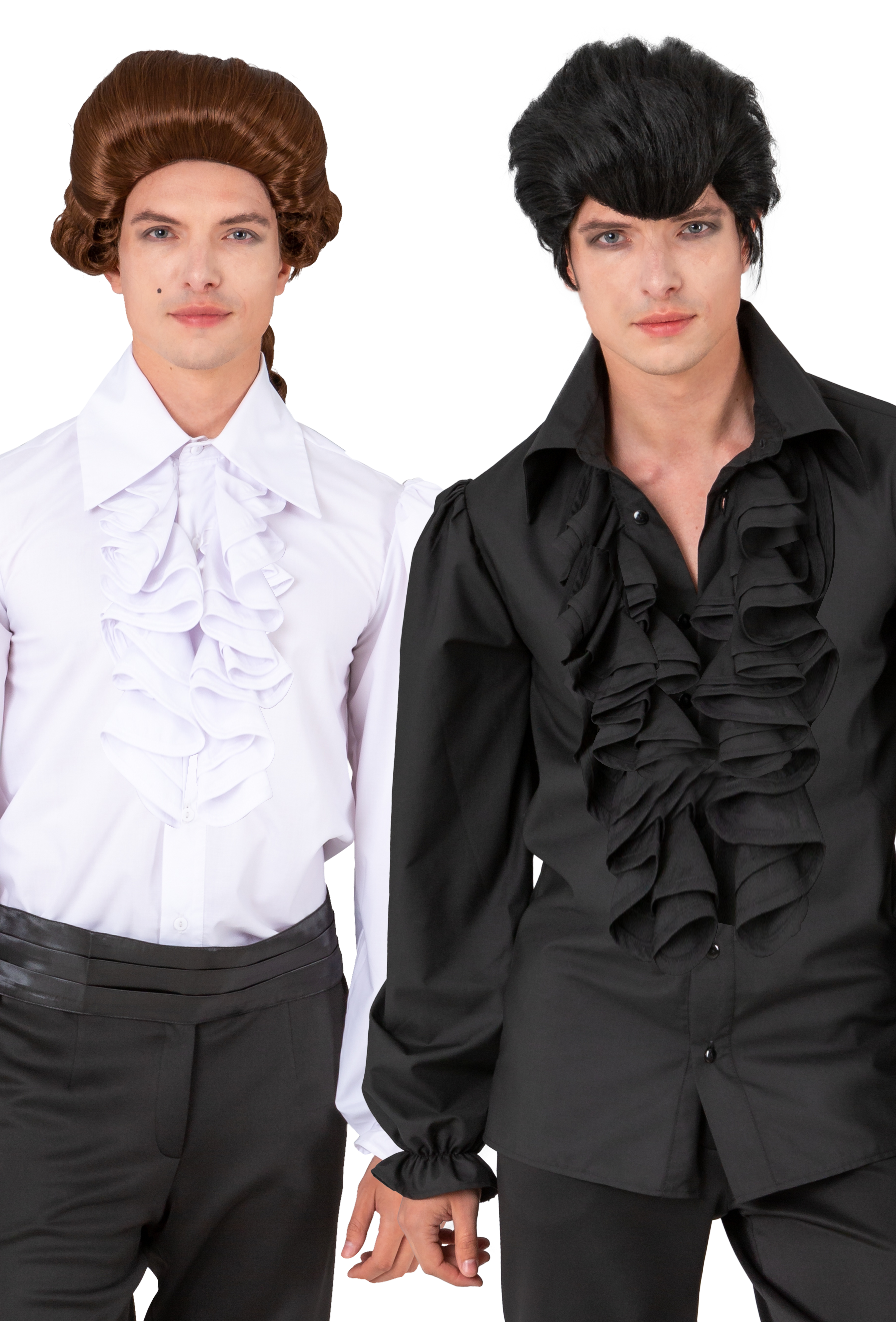 Shirt with long ruffle, white