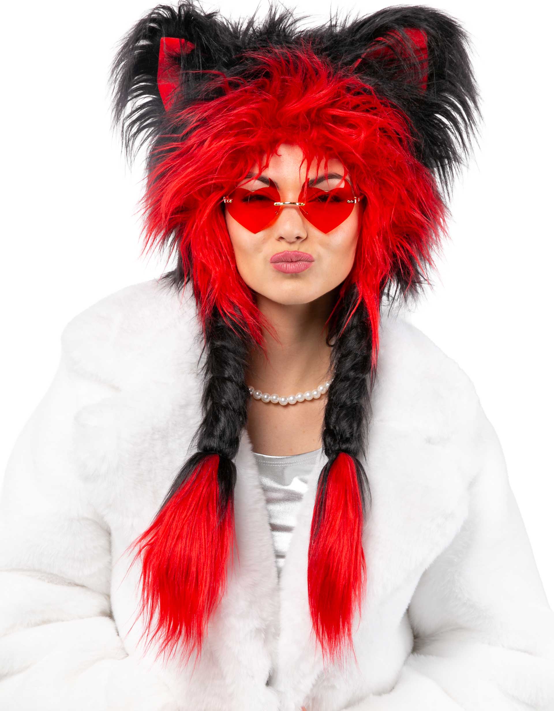 Bonnet en peluche hirsute, diable