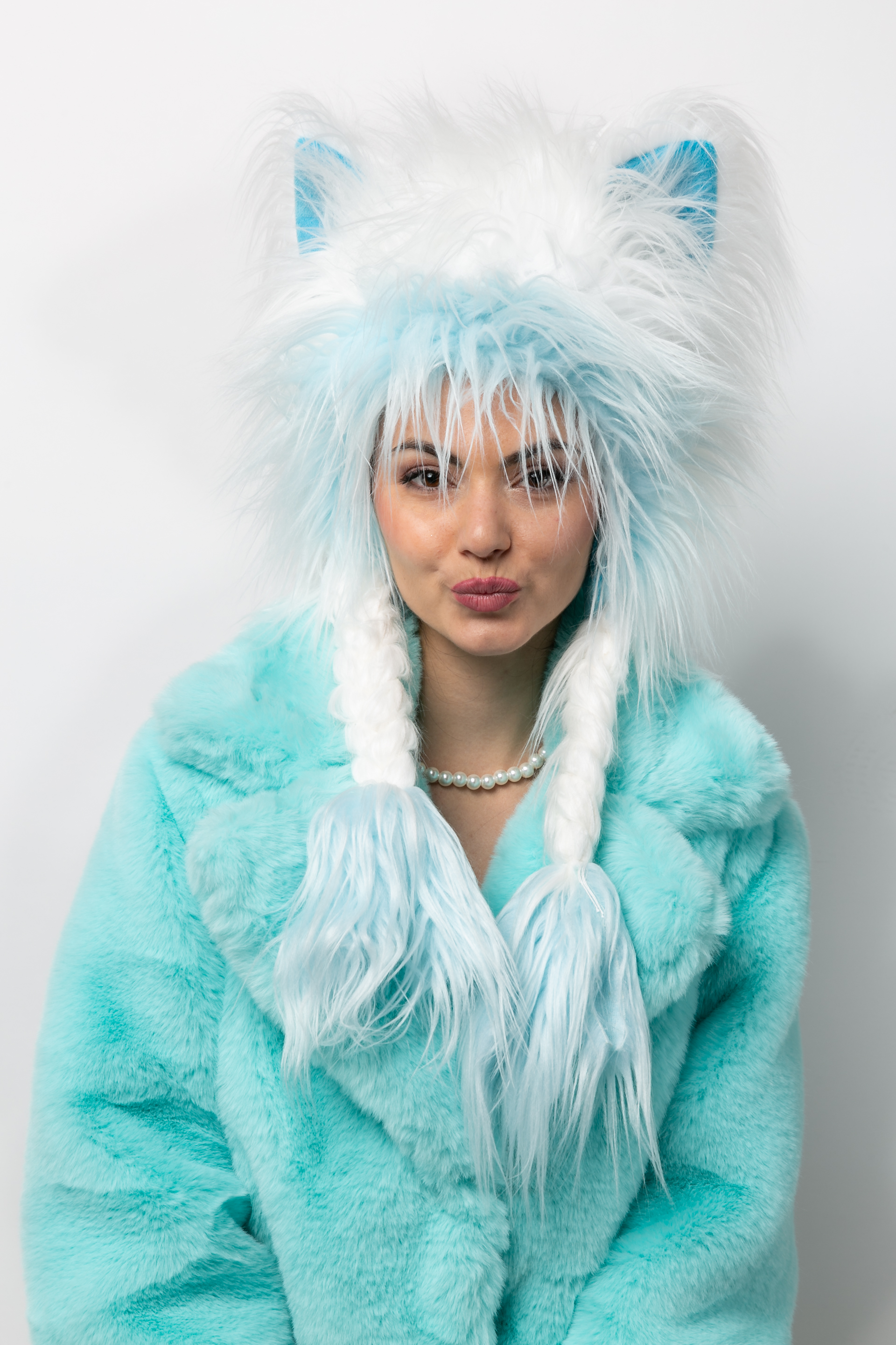 plush hat shaggy, snow fox 