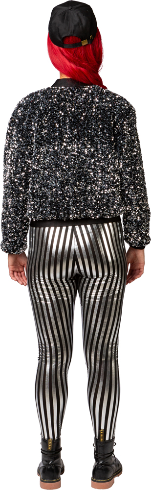 Leggings stripes, silver / black