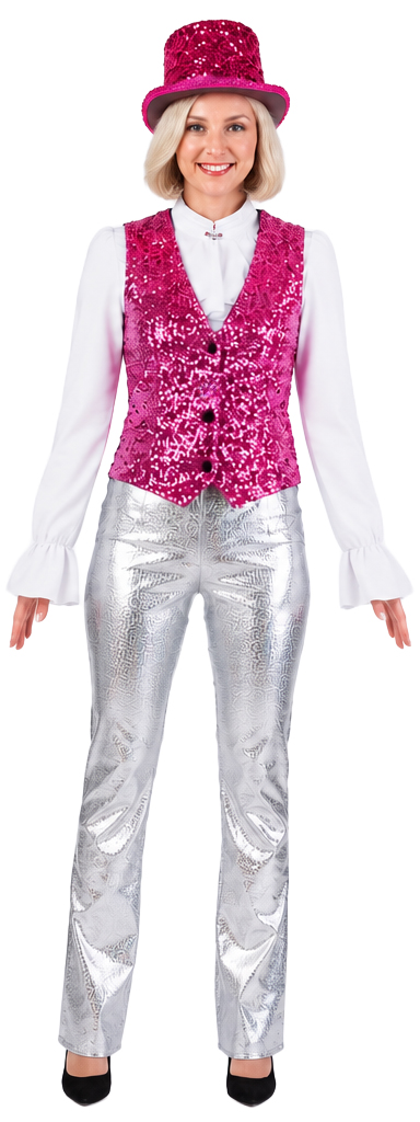 Women's sequinned waistcoat, rose