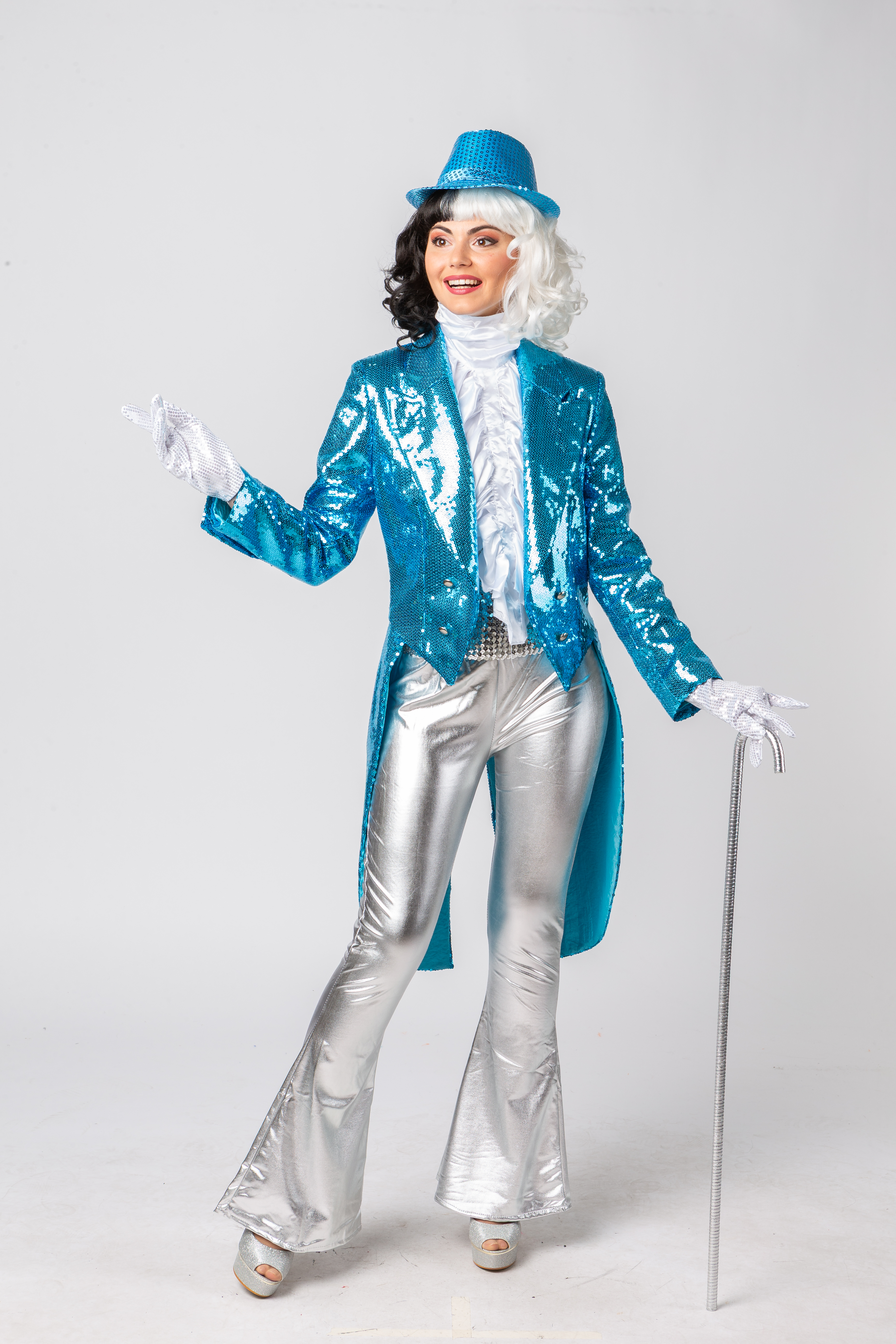 Ladies tailcoat sequin, turquoise Ladies tailcoat sequin, turquoise