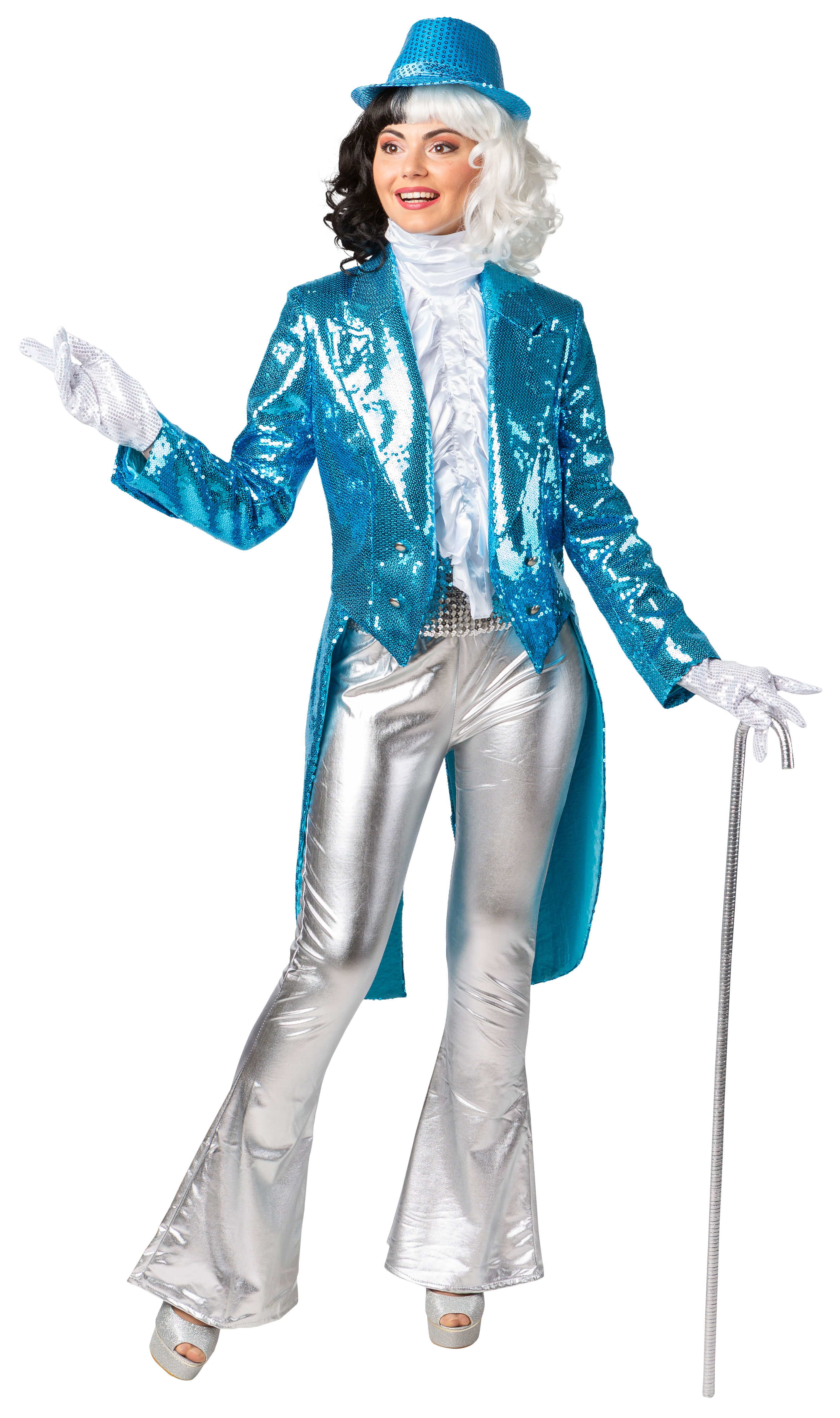 Damenfrack Paillette, türkis