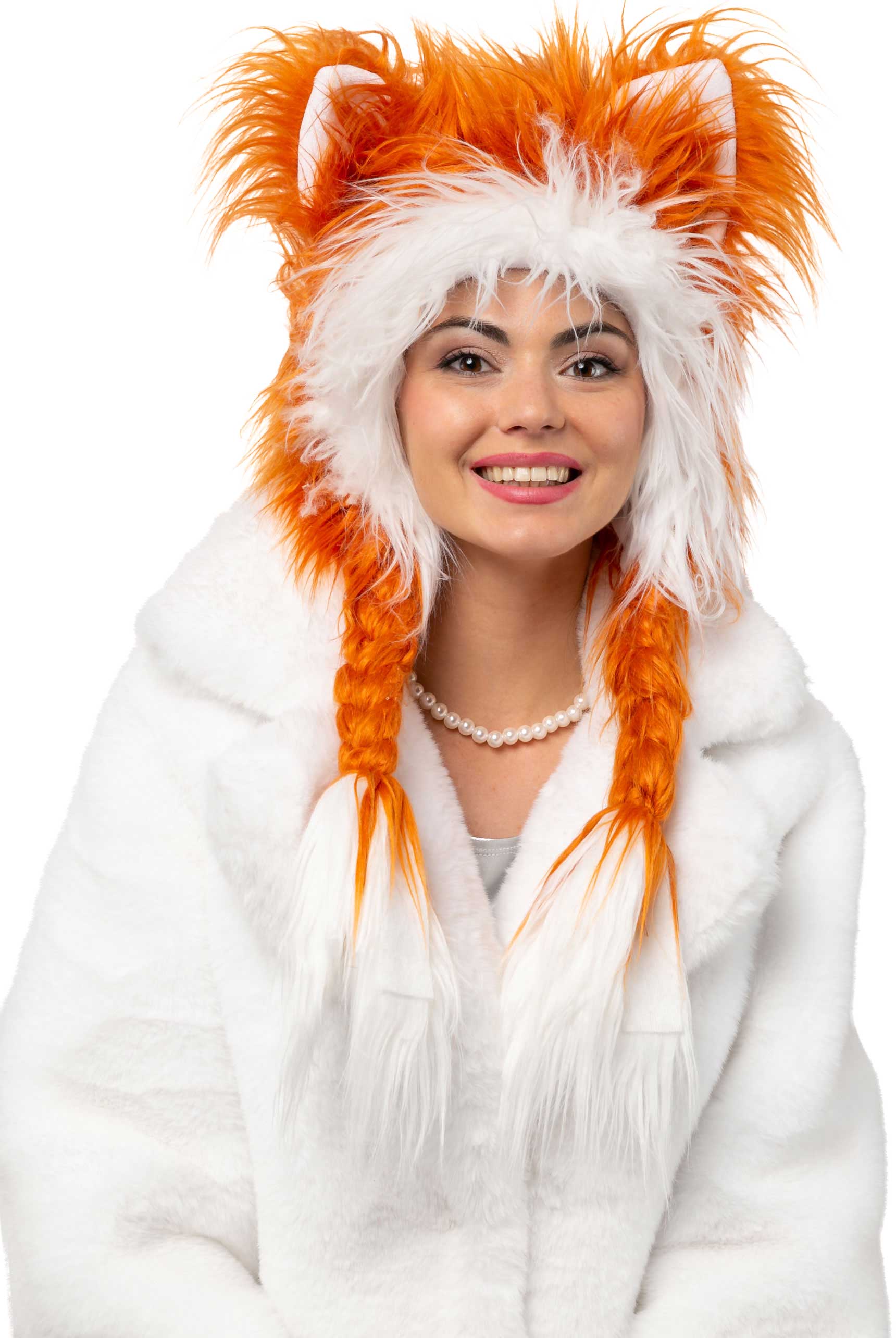 Bonnet en peluche hirsute, renard