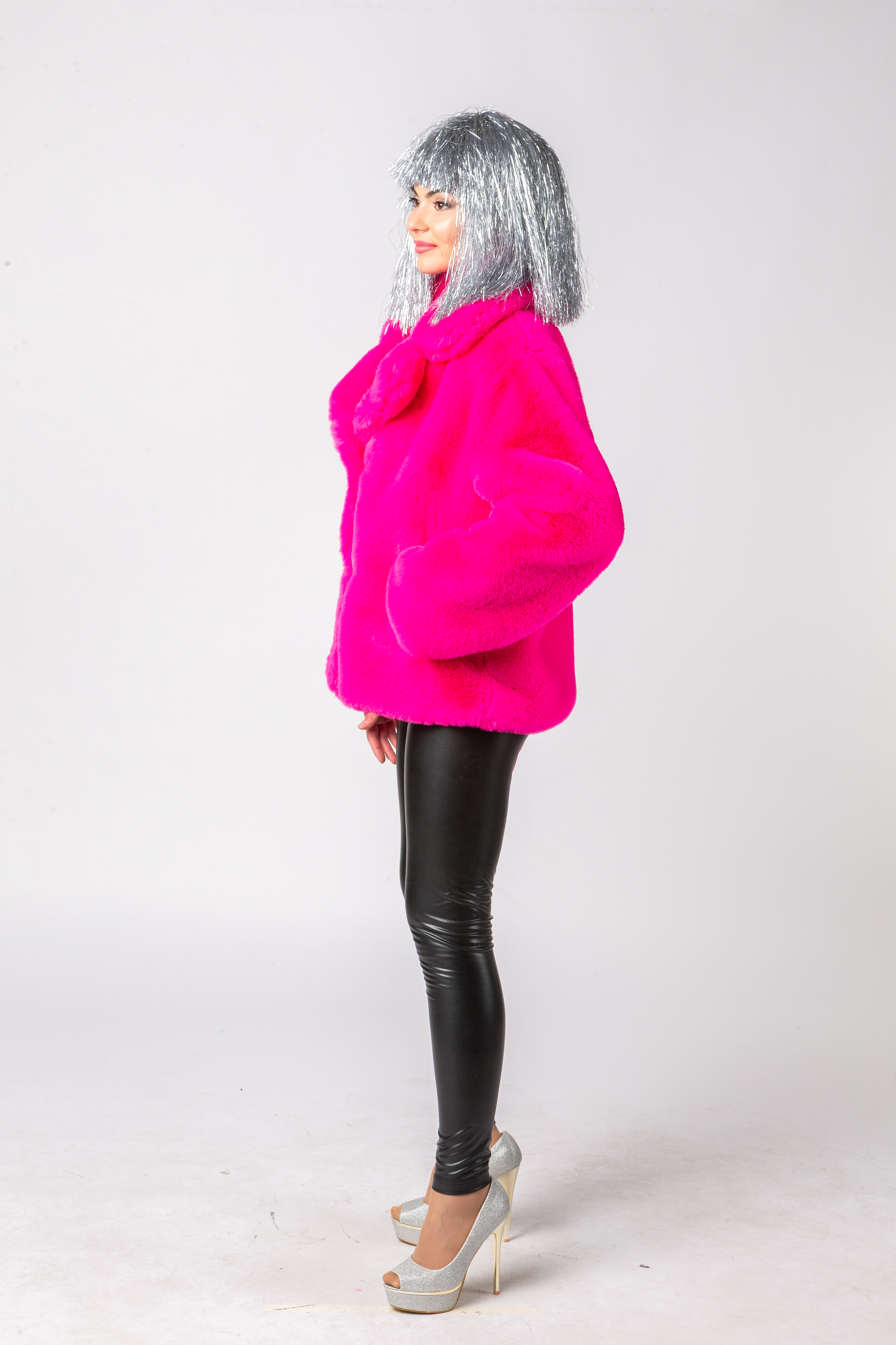 Plüschjacke, pink
