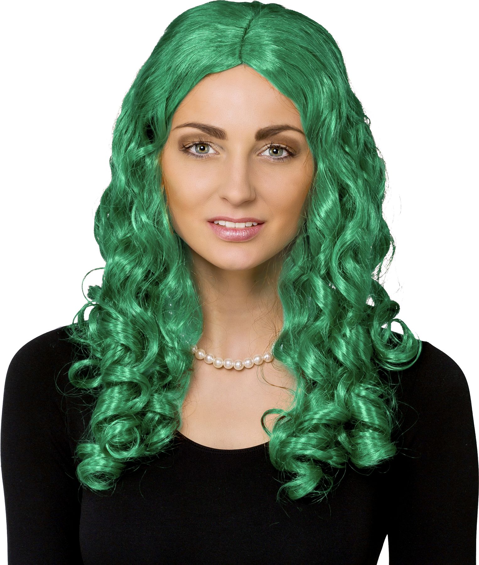 Curly Wig middle parting, green