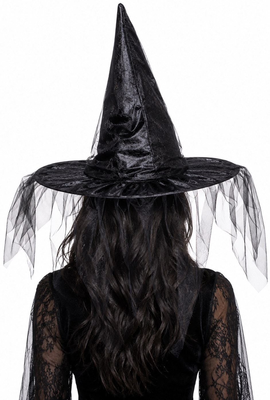 Witch's hat, black with tulle