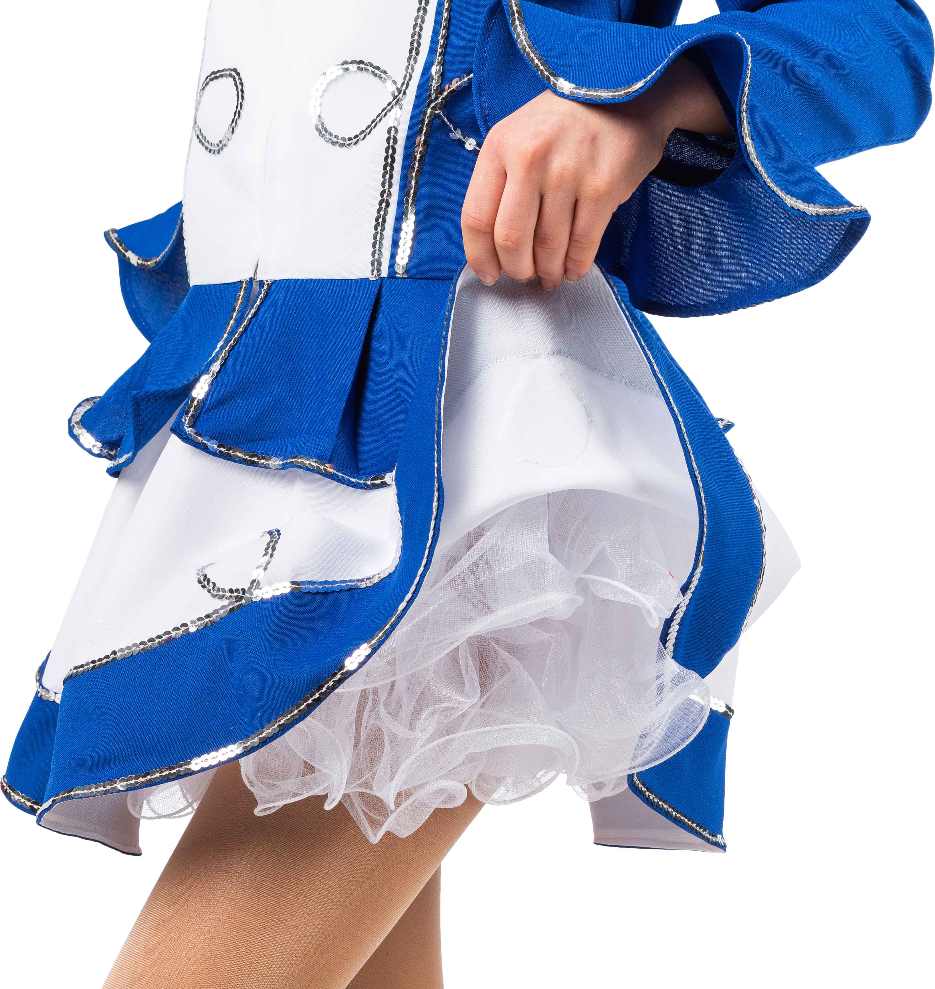 Sparkl costume, blue-white with silver trim