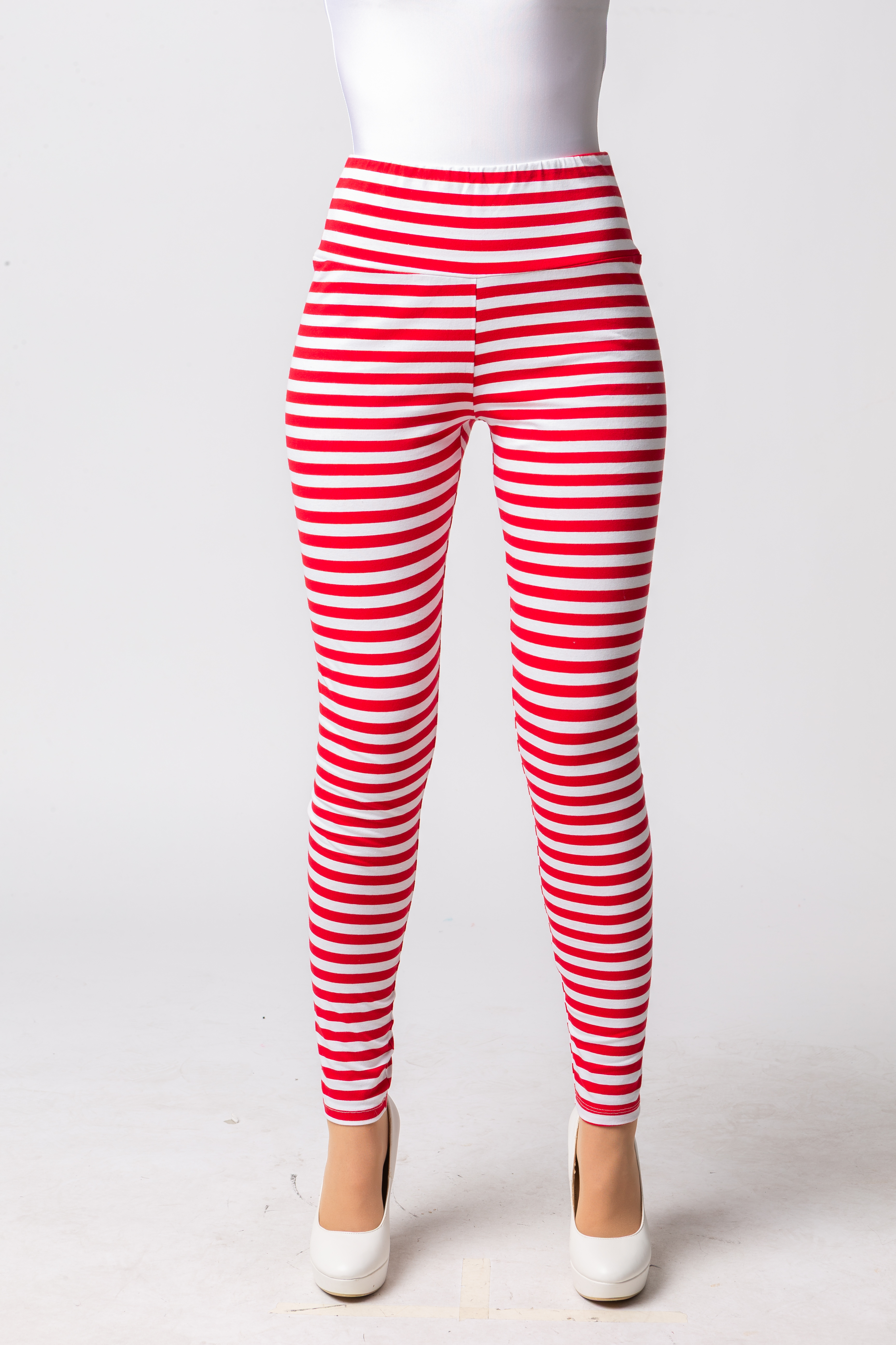 Leggings striped, red/white
