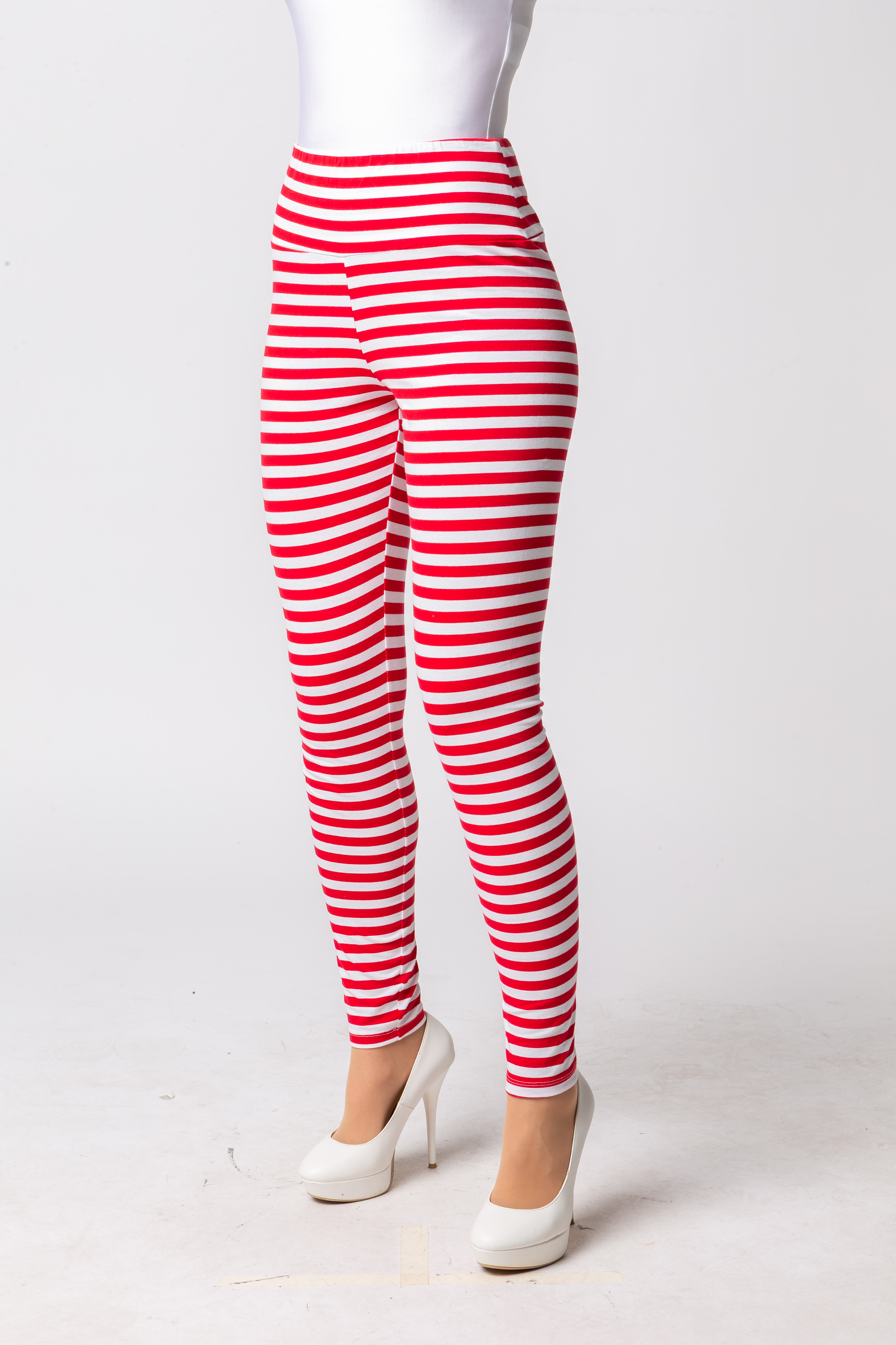 Leggings striped, red/white