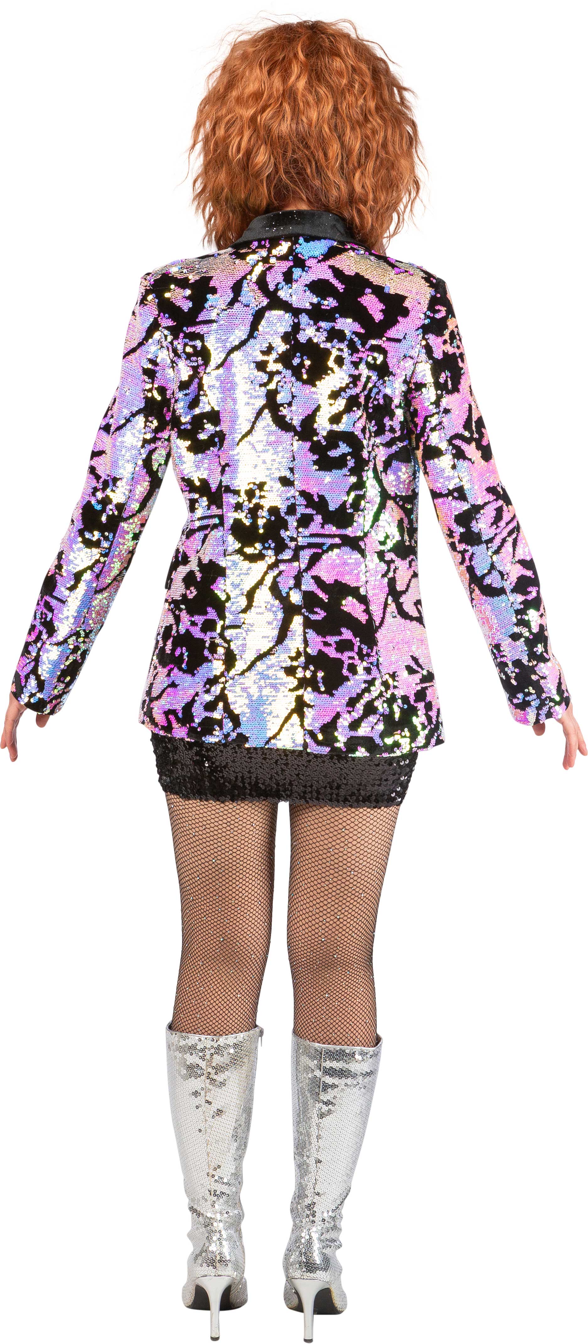 Women's sequinned jacket, black and pink
