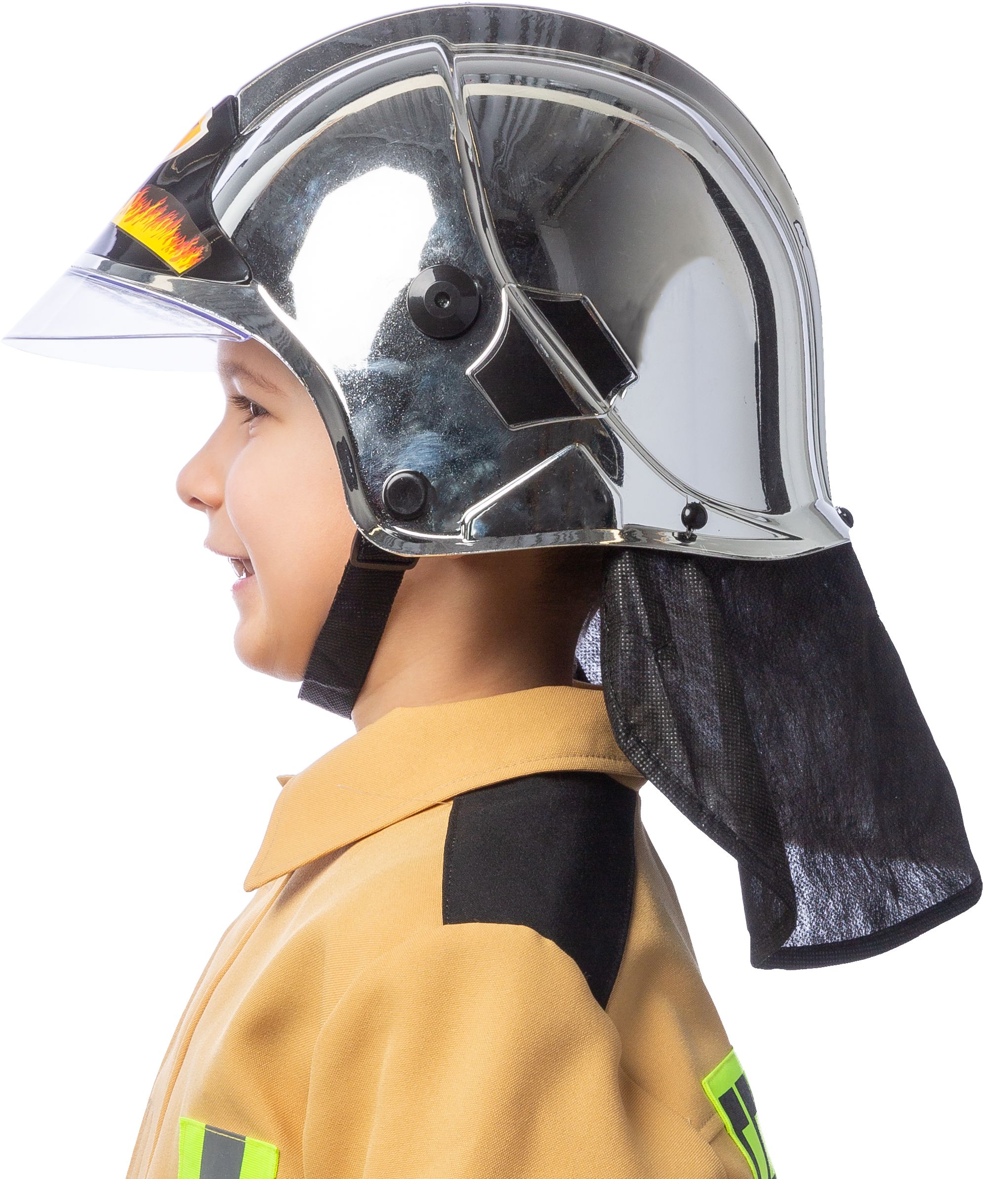 Feuerwehrhelm sportlich, chrom für Kinder und Erwachsene Verstellbar!