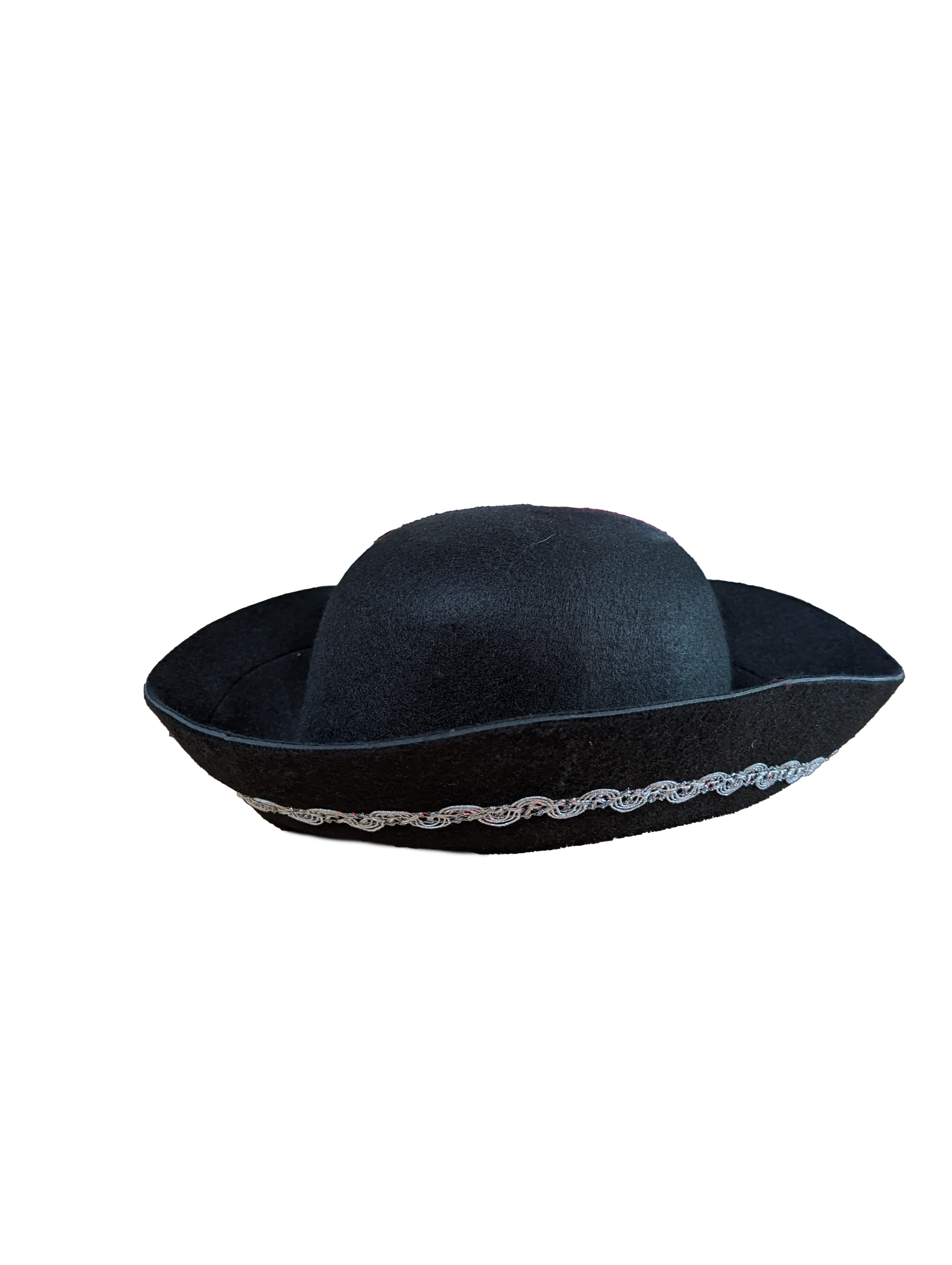 Tricorne vierge avec bordure argente et noir