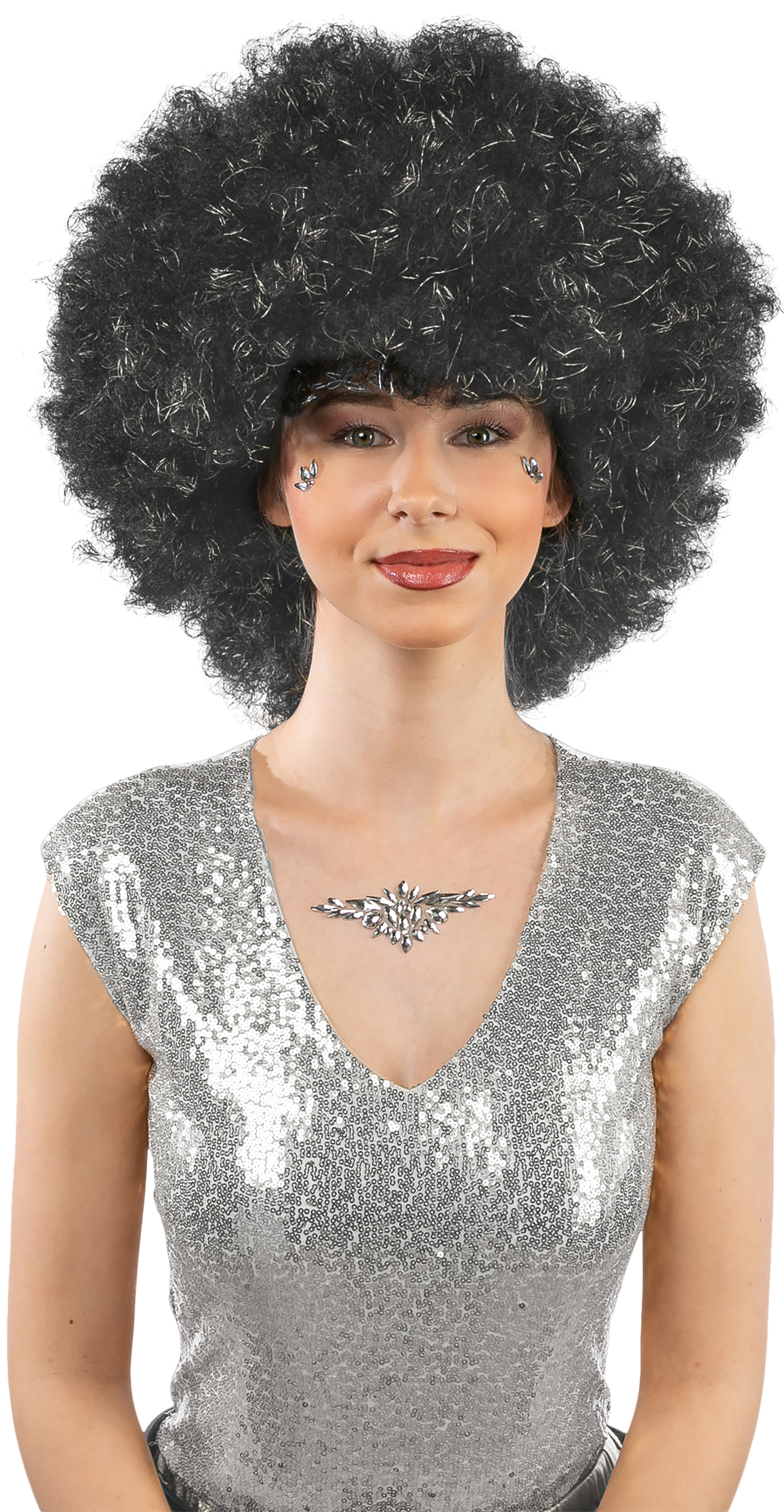 Wig "Denlow", black/silver
