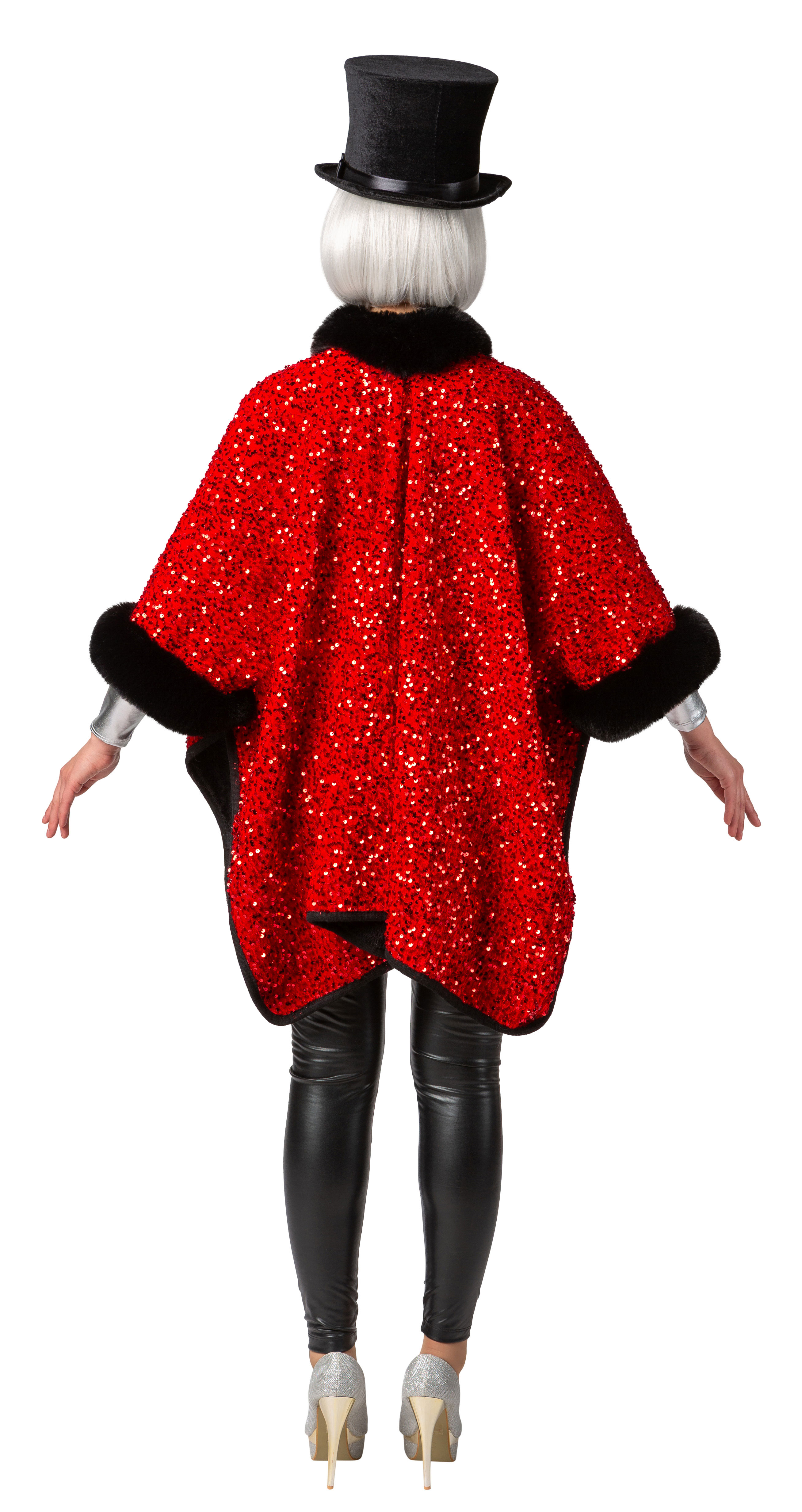 Paillettenponcho, rot