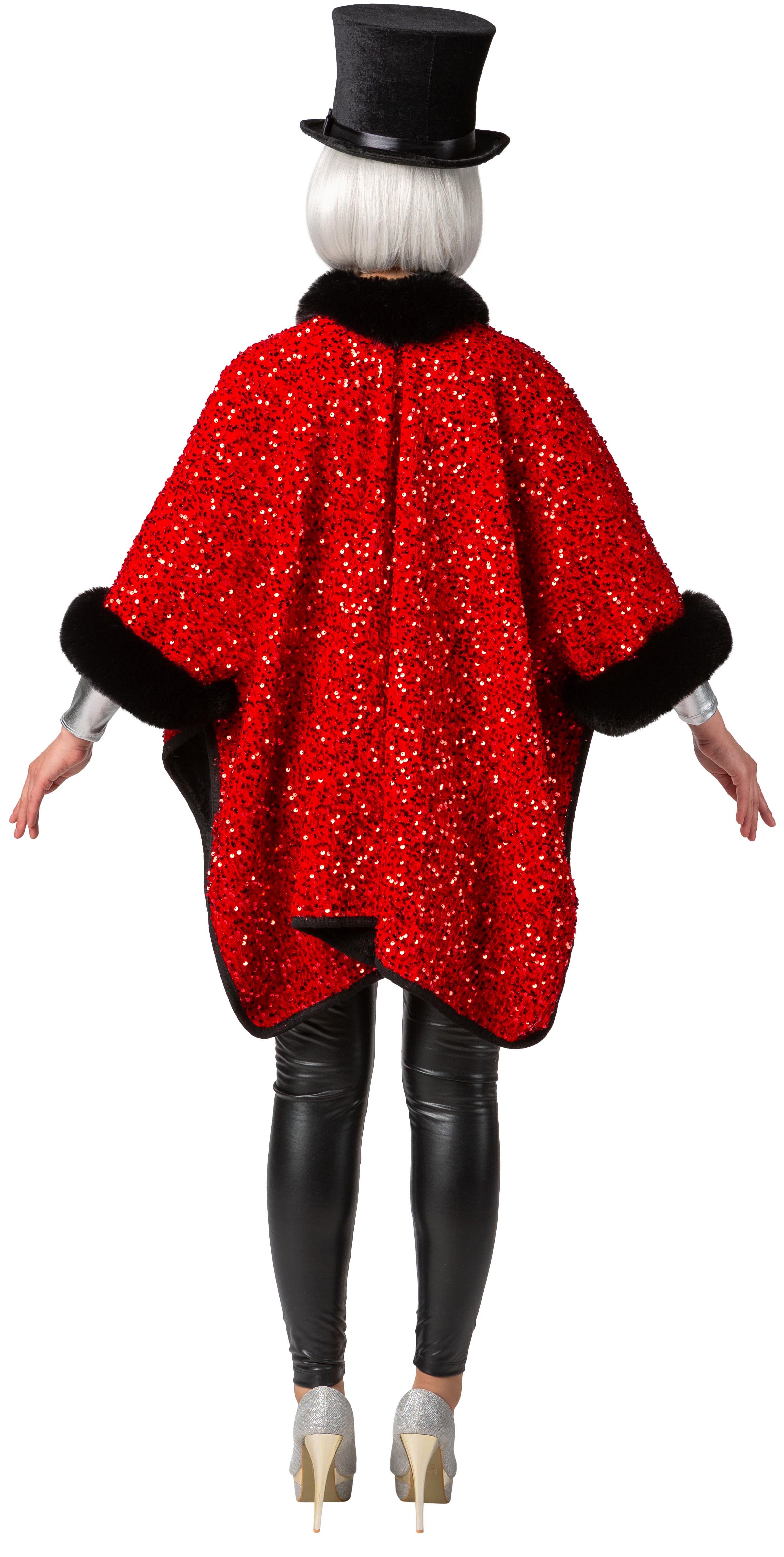 Paillettenponcho, rot