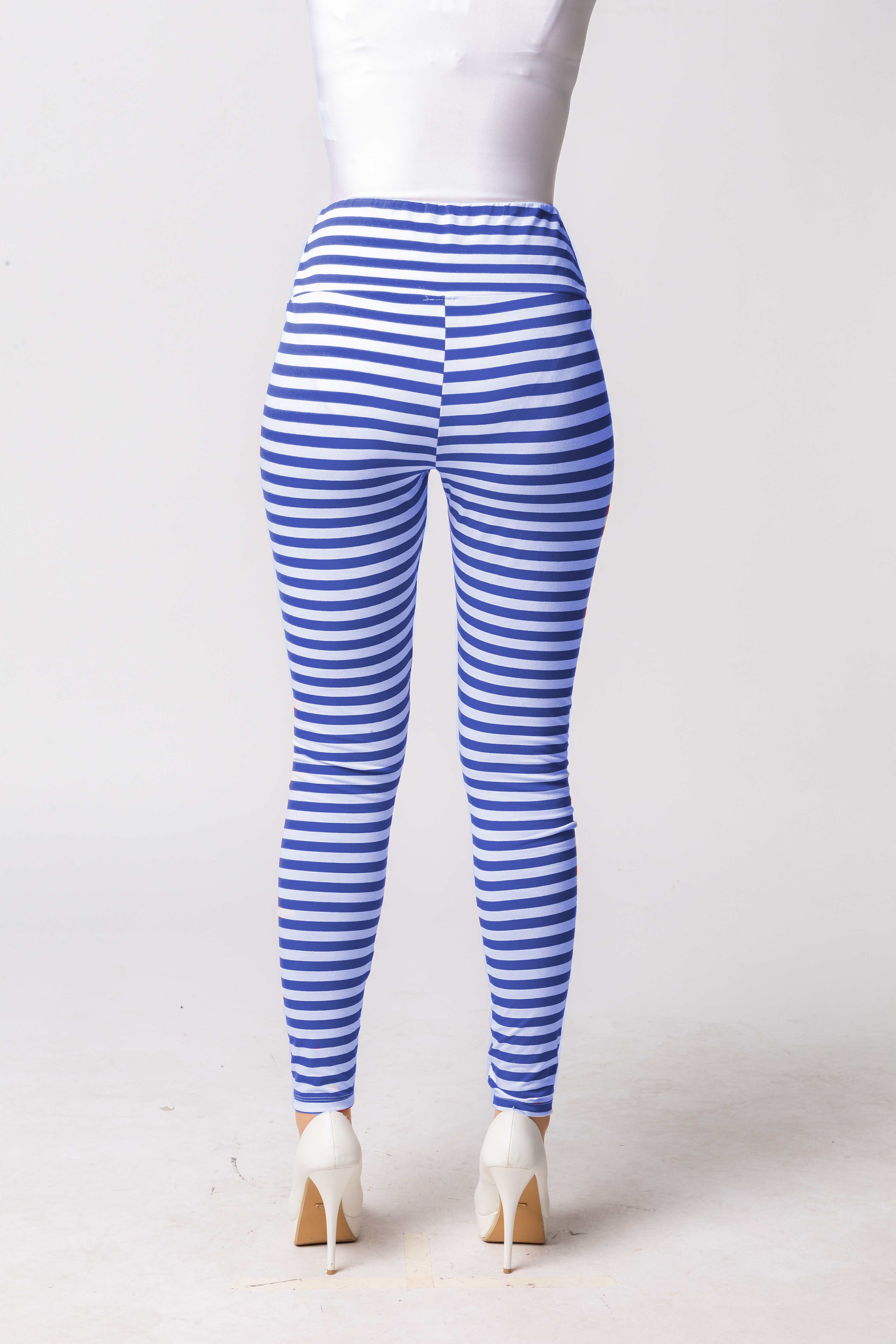 Leggings striped, blue/white