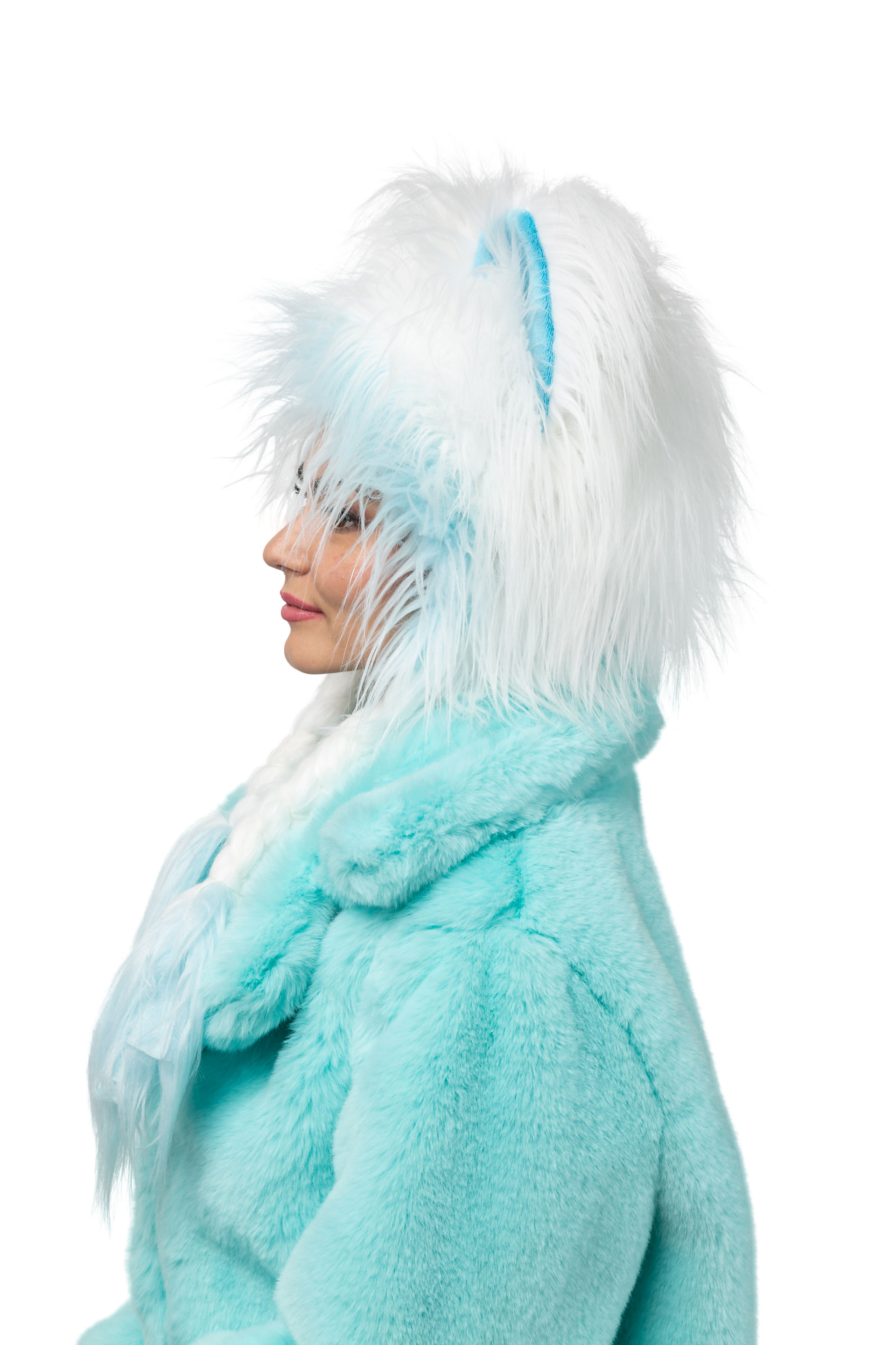 Bonnet en peluche hirsute, renard polaire