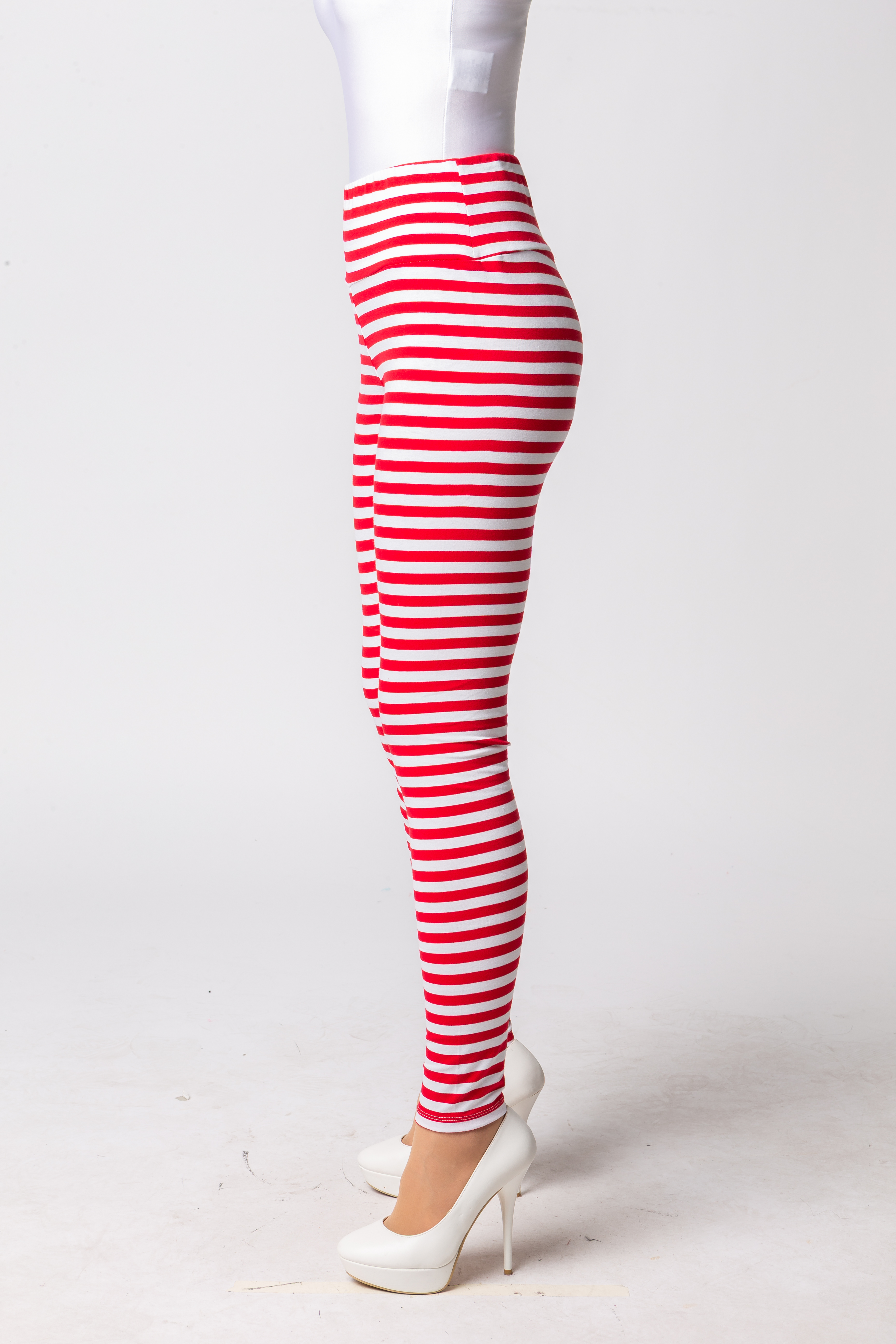 Leggings striped, red/white
