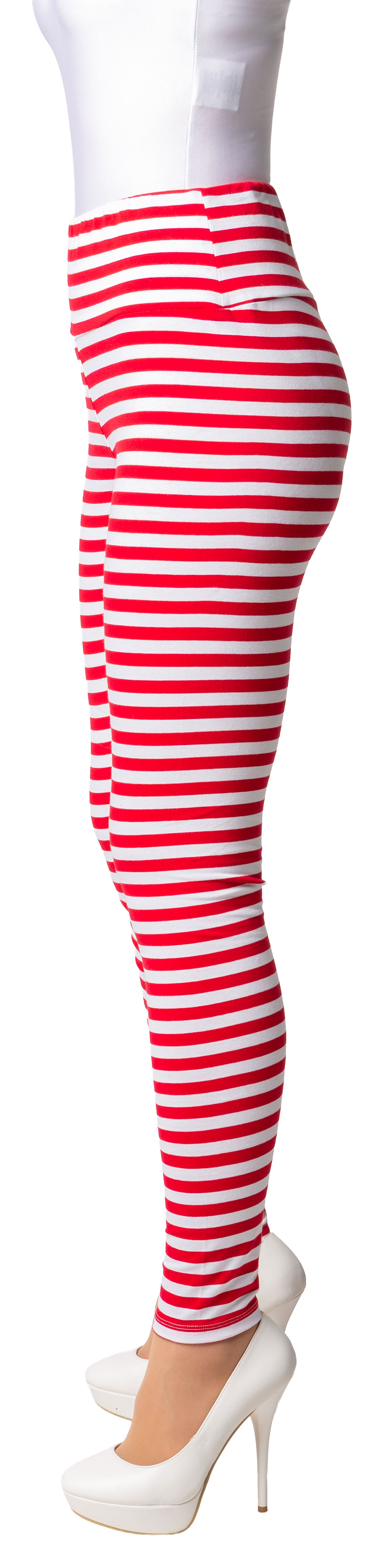 Leggings gestreift, rot/weiß 