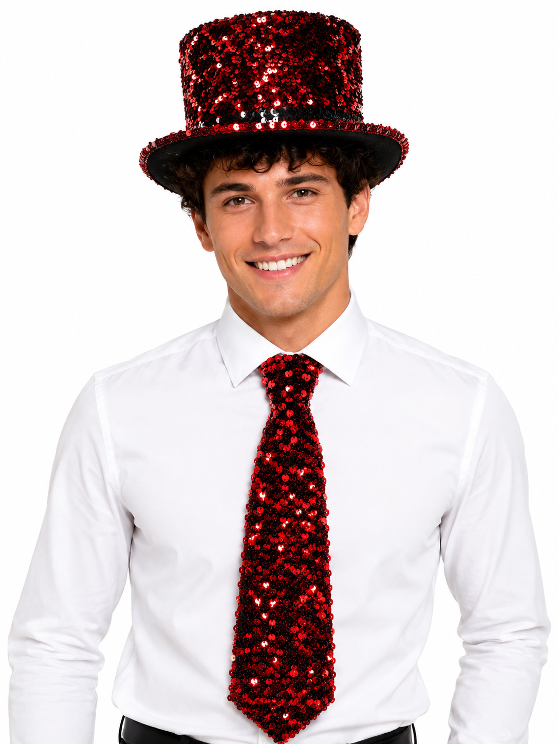 Cravate à paillettes Premium, rouge