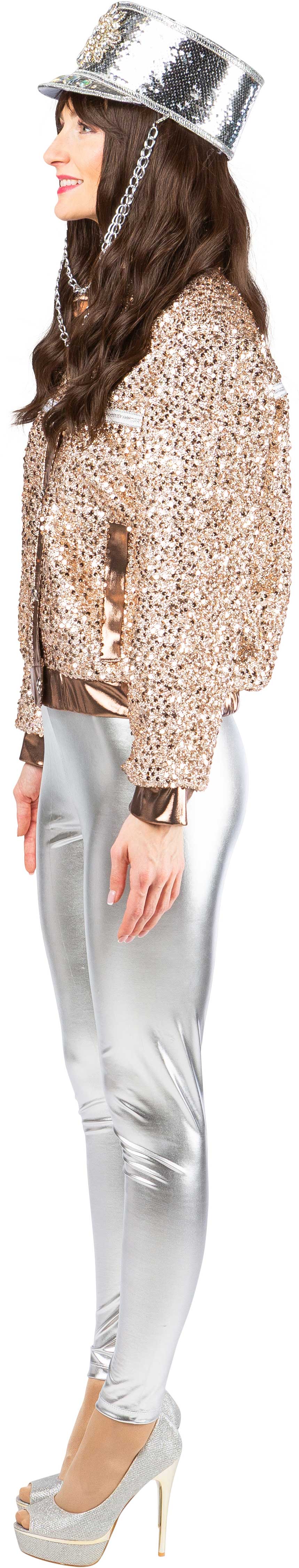 Blouson aviateur à paillettes, champagne
