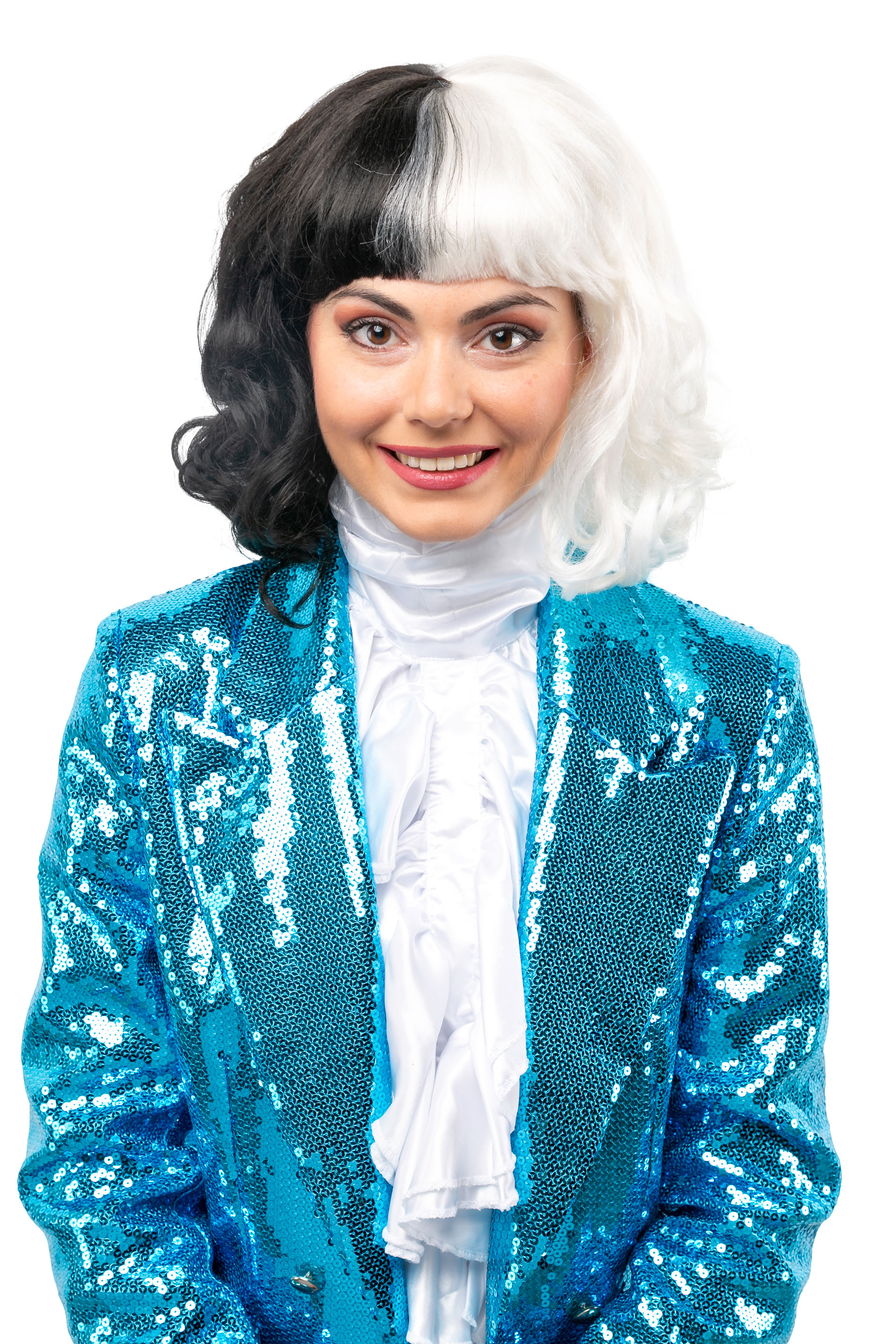 Cruella Perücke, schwarz-weiß