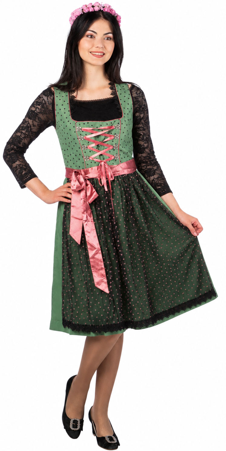 Dirndl "Lioba" grün-rosa