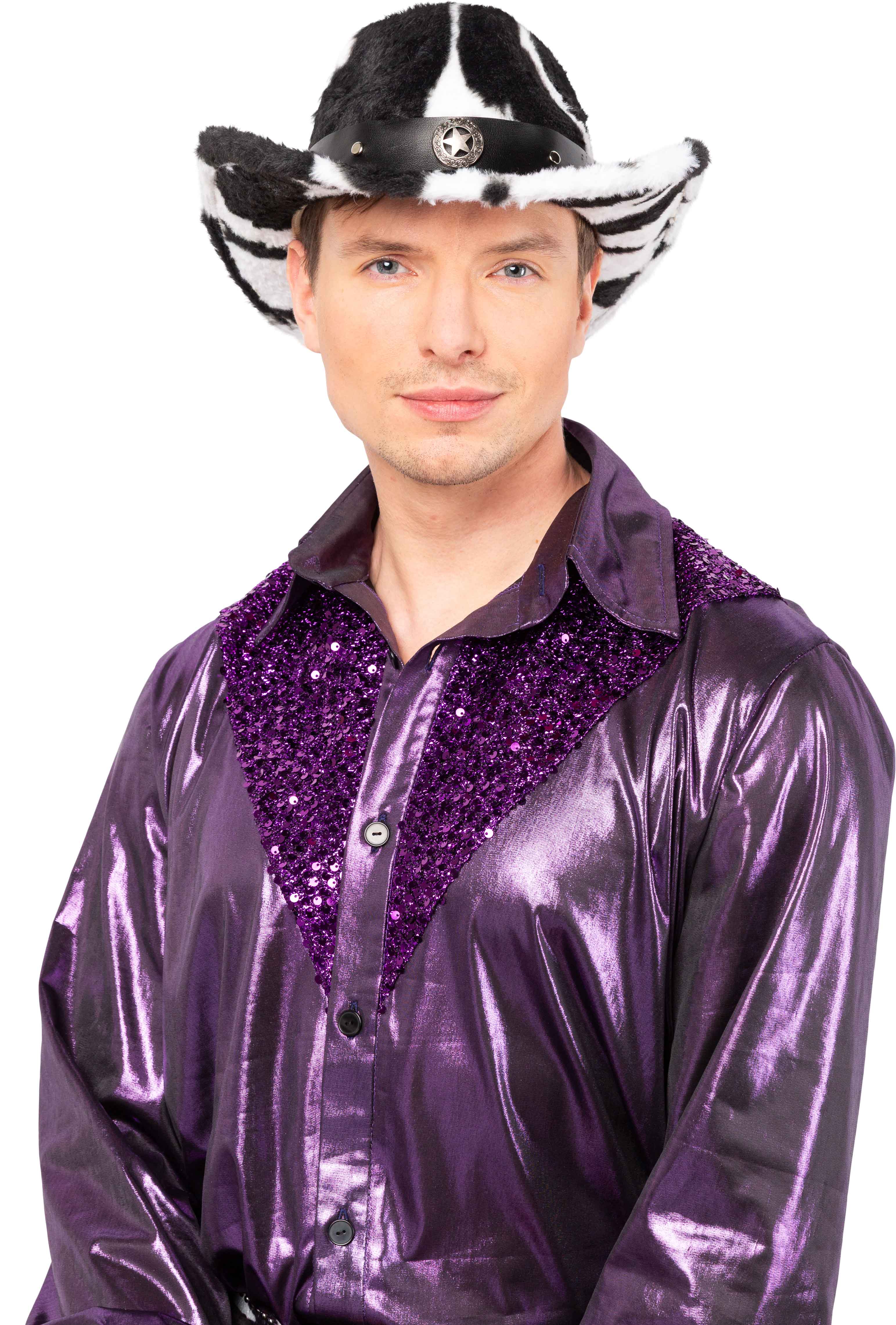 Plush cowboy hat Cow, black-white