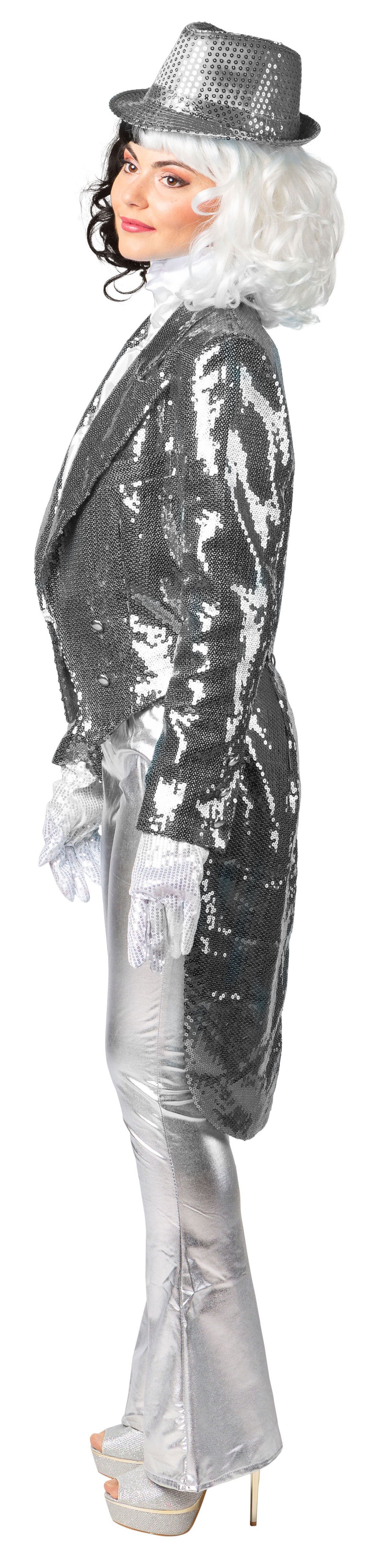 Women's tailcoat with sequins, silver
