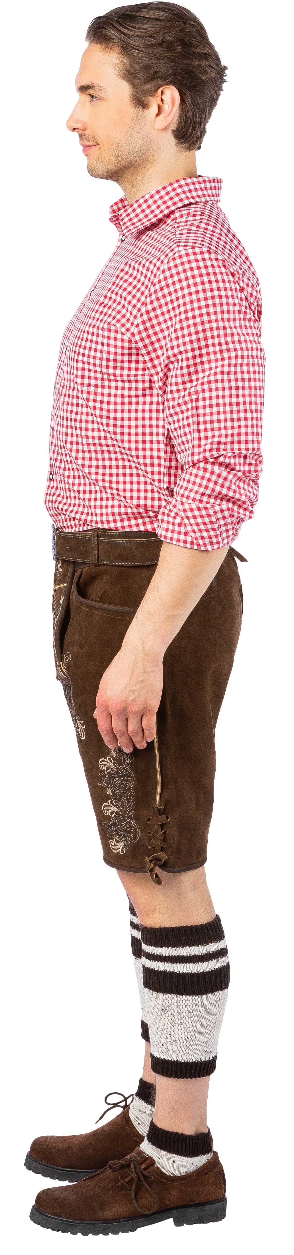 Short leather trousers, dark brown, antique
