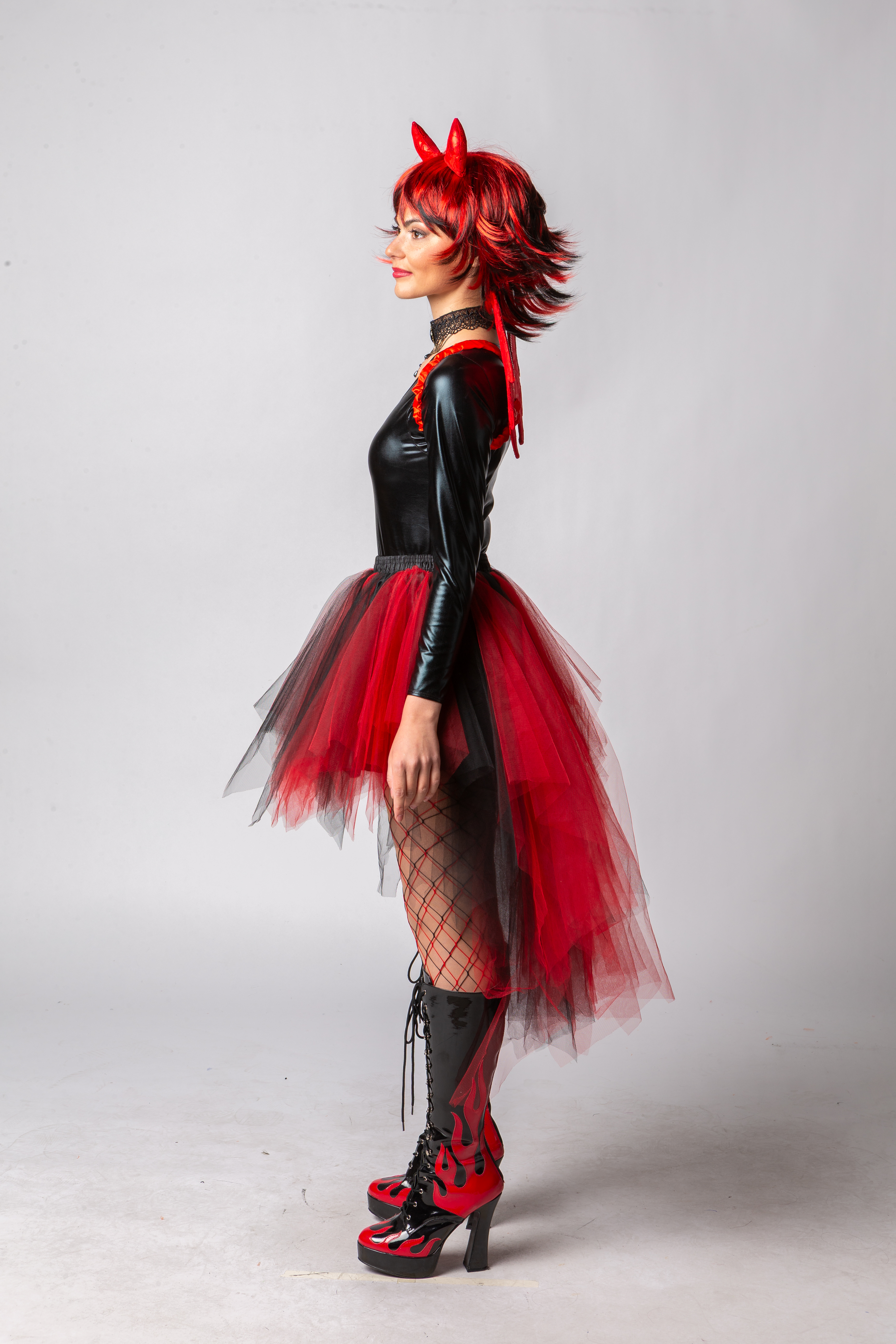 tutu vokuhila, red/black