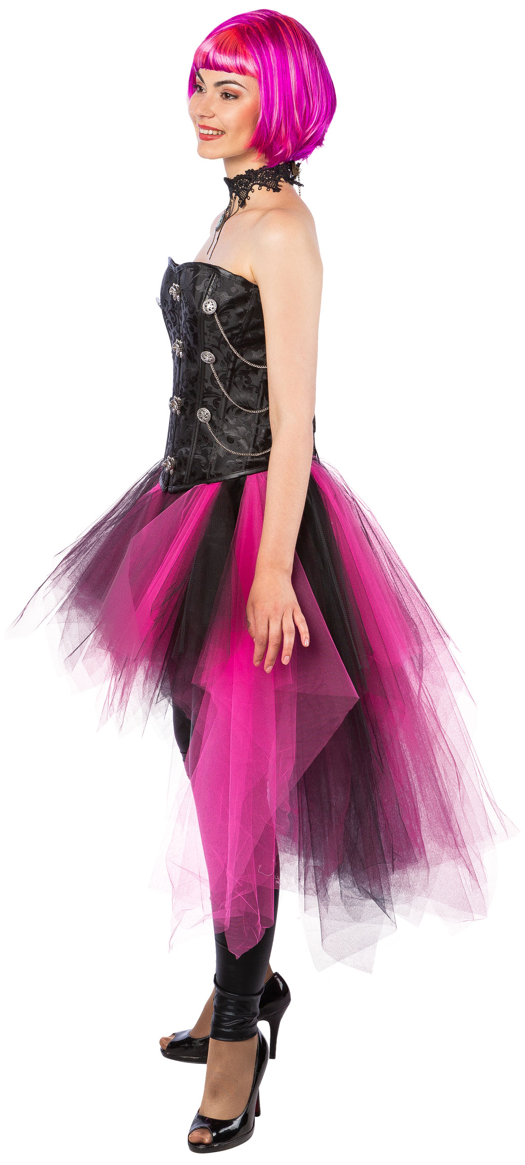 tutu vokuhila, fuchsia/black