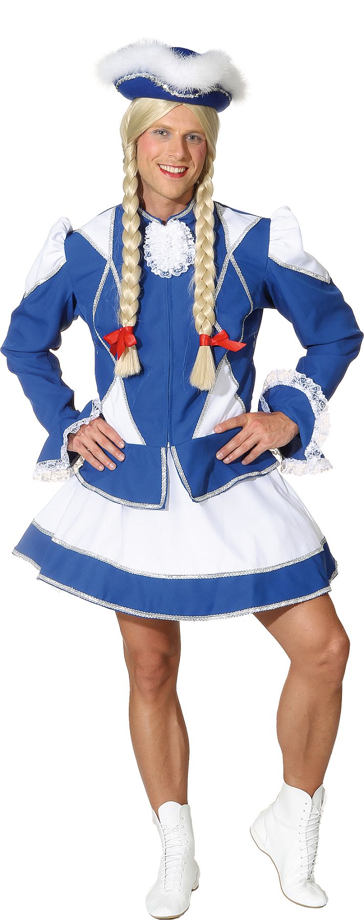 Sparkl costume for man, blue-white with silver trim