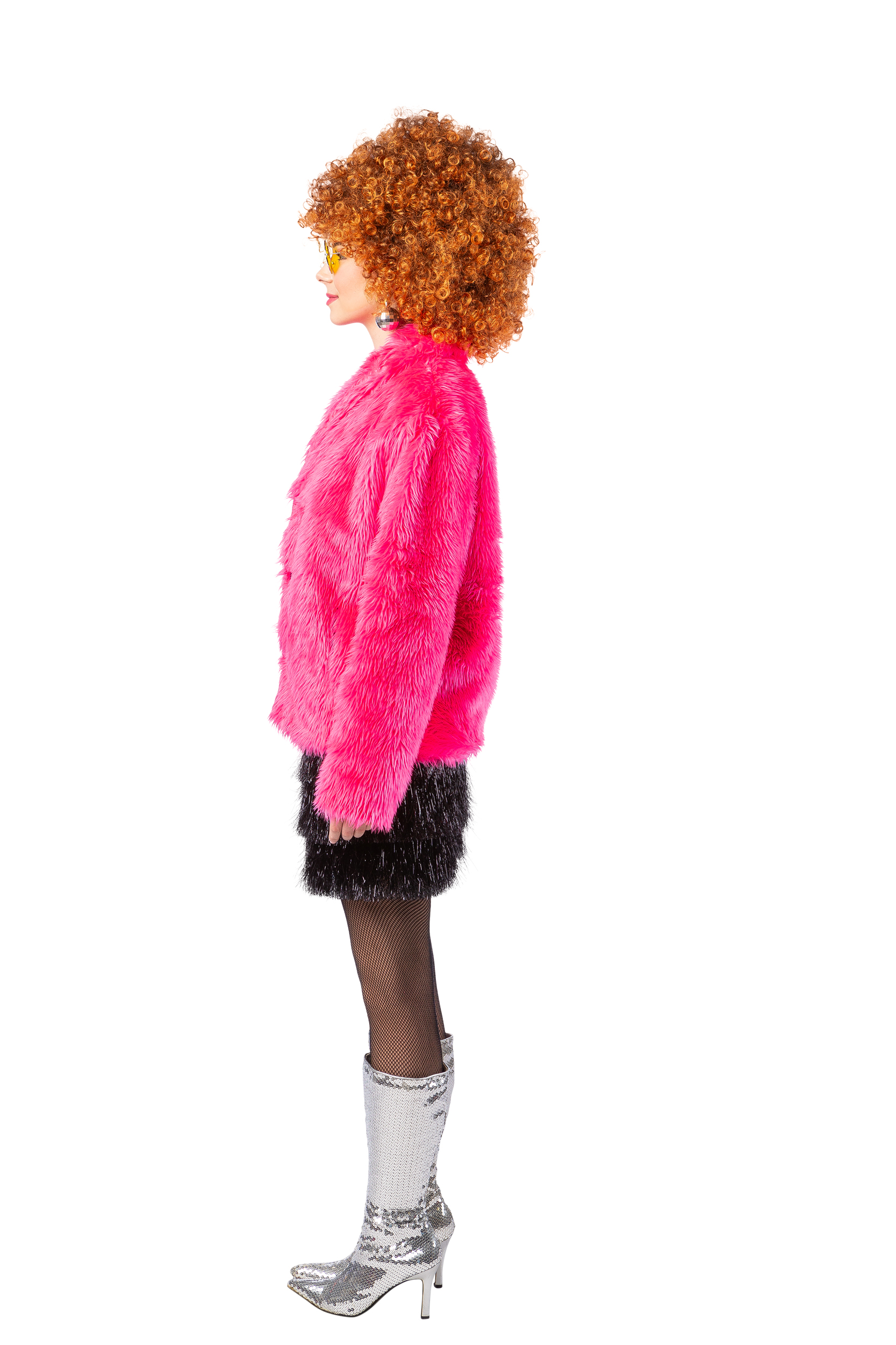 Veste en peluche, rose, XXL