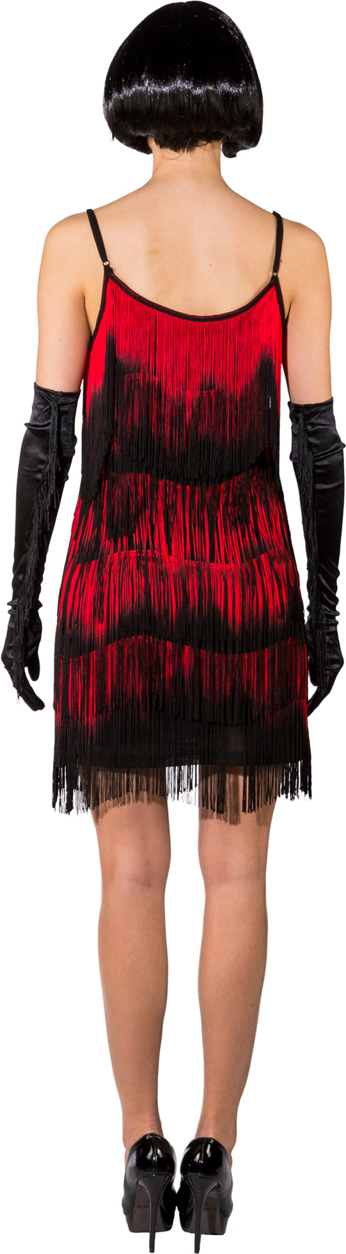 Fringed dress, red/black