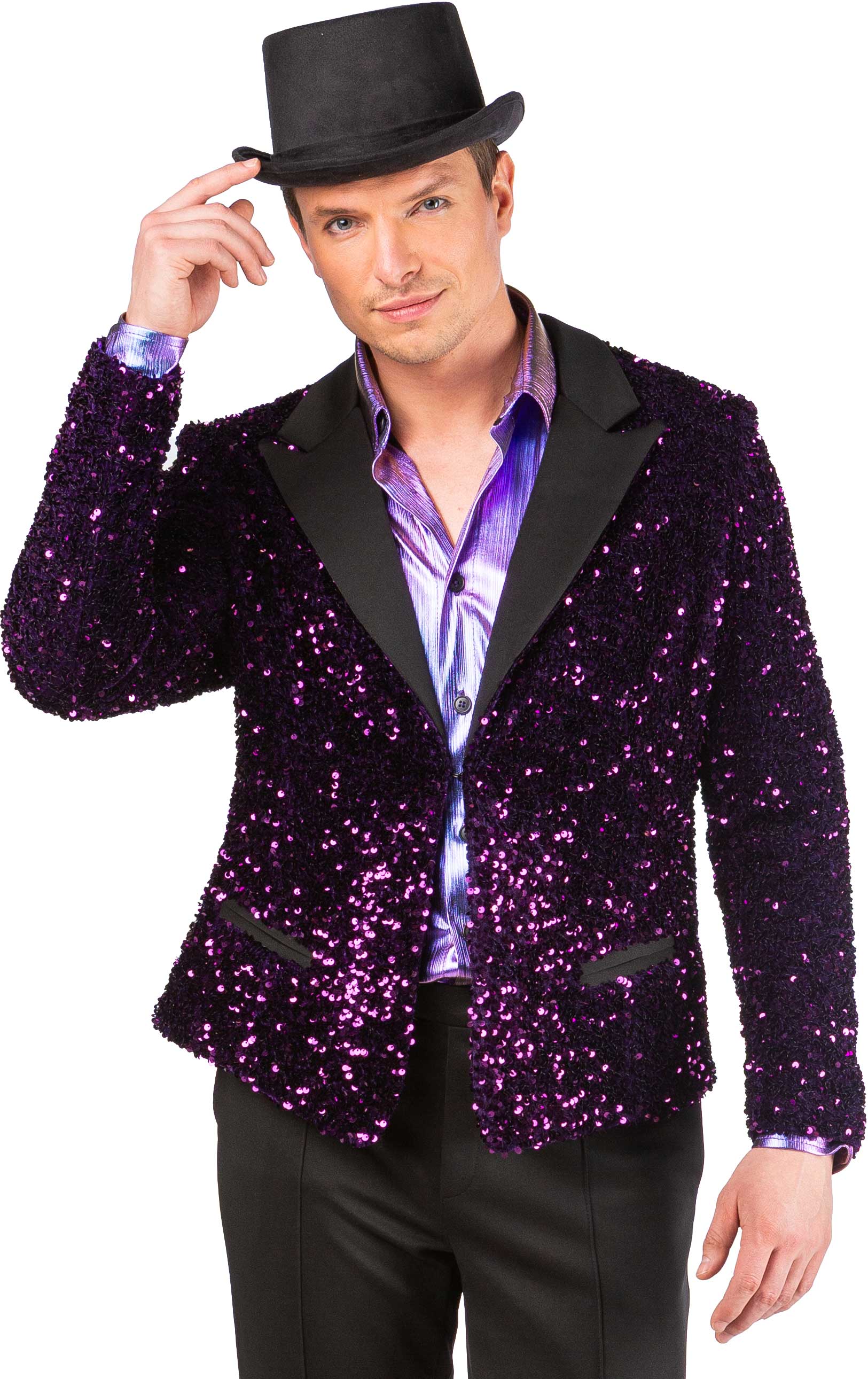 Veste pour homme à paillettes, violette