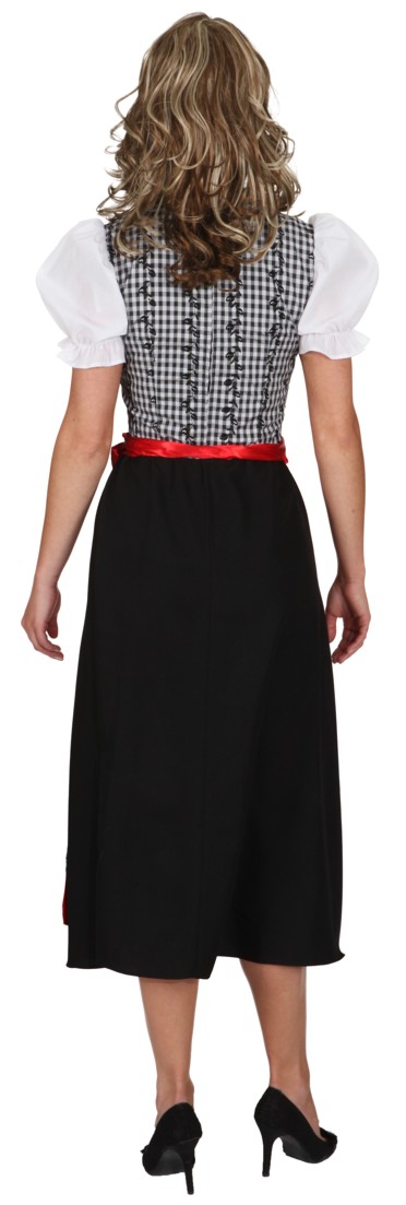 Robe bavaroise tradionel longue''Dirndl'', noir-rouge