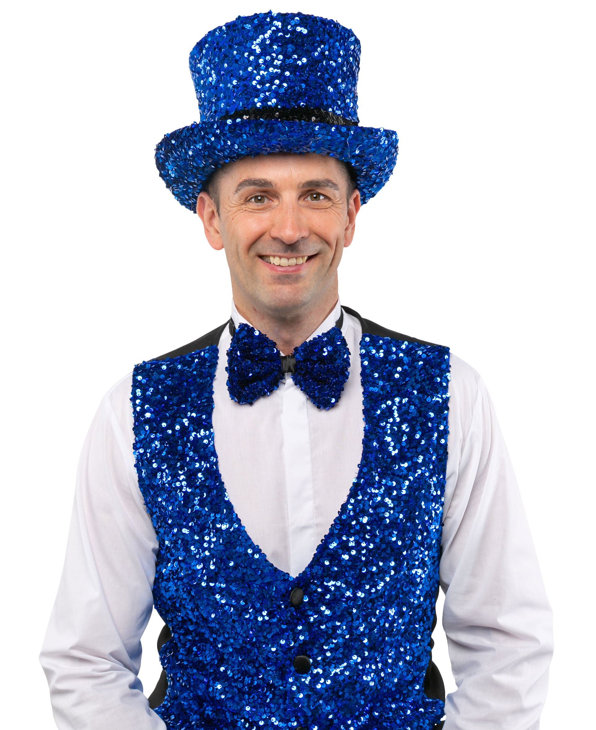 Glitter cylinder for men, blue