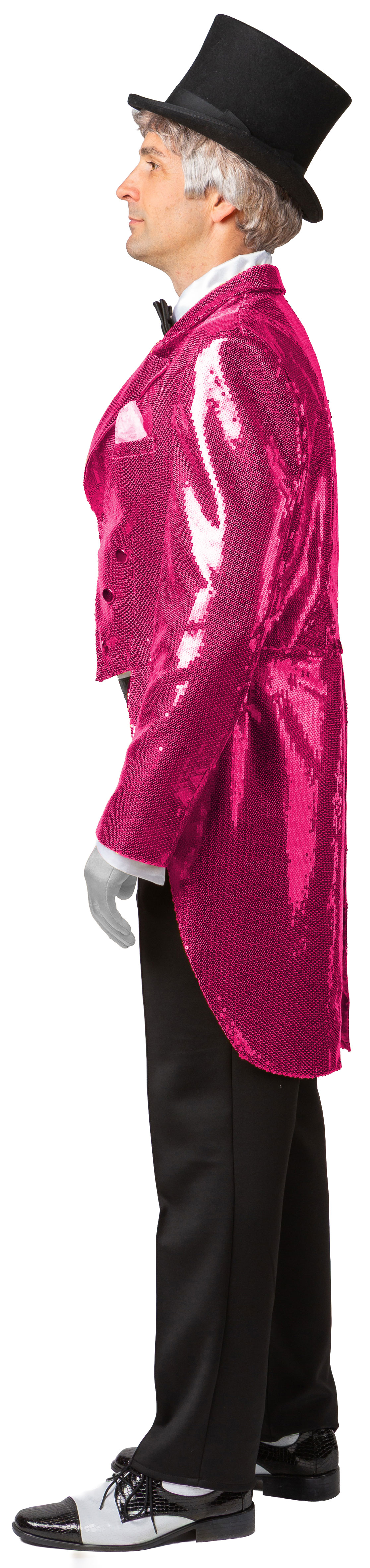Men's tailcoat with sequins, pink