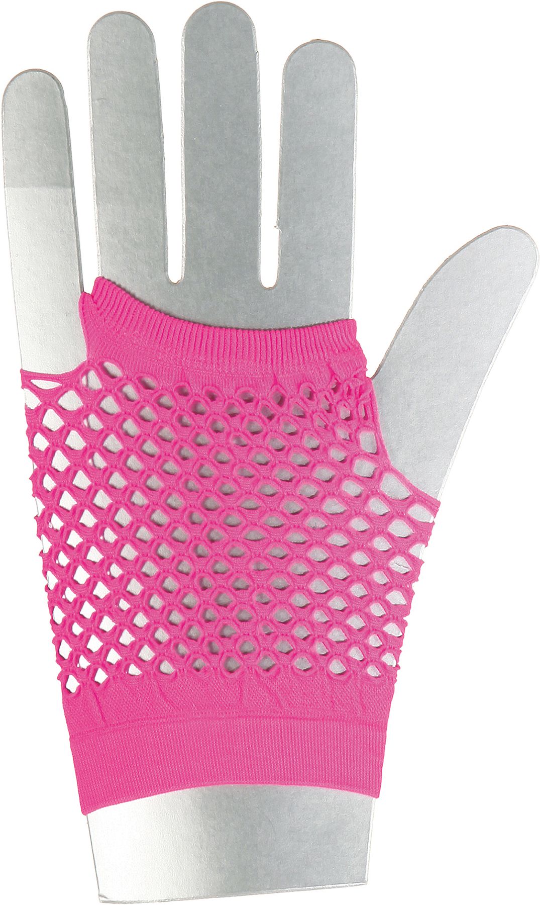 Gants courts en maille sans doigts, rose-fluo