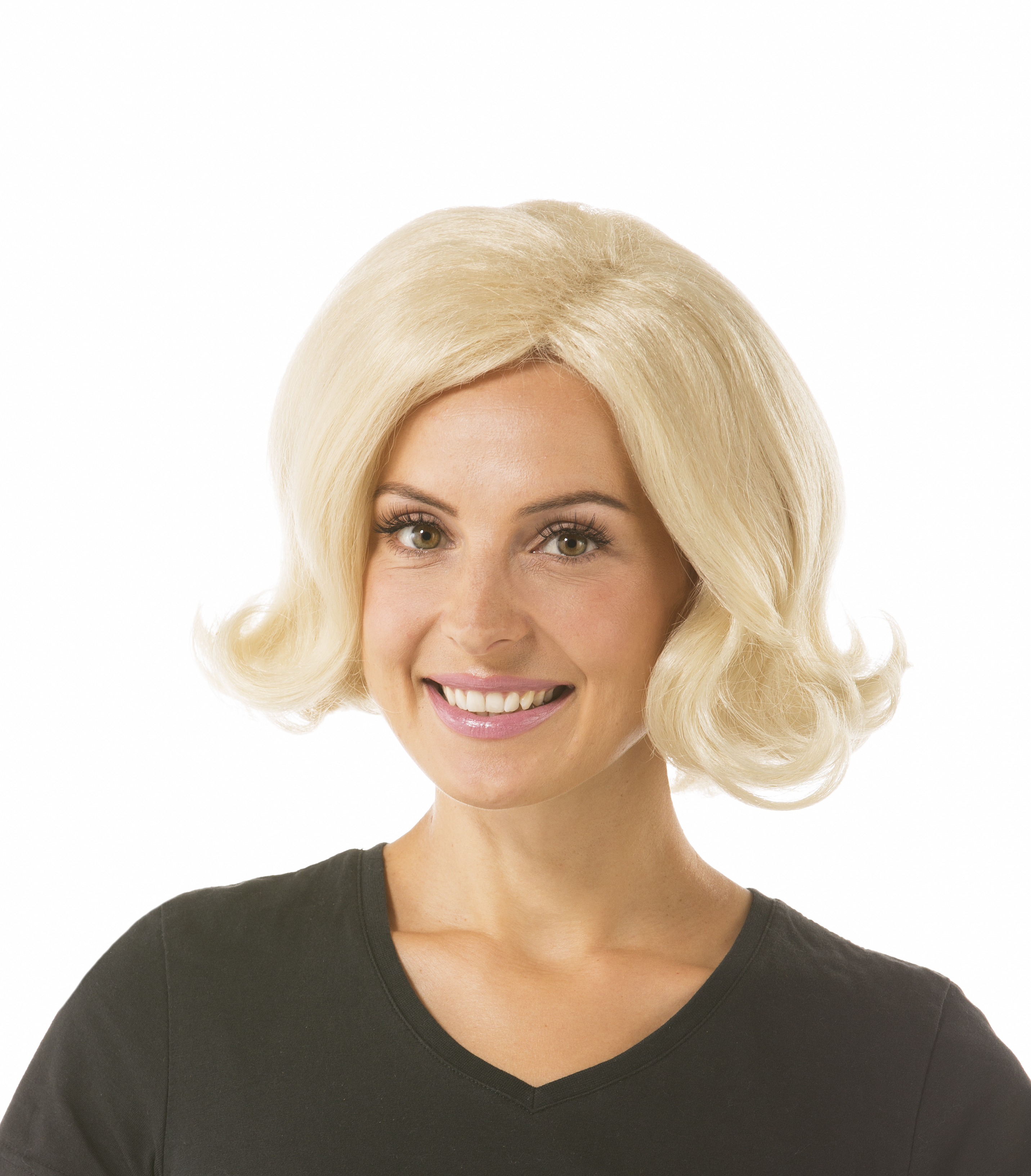 50er Bobperücke mit Seitenscheitel schwarz  NEU