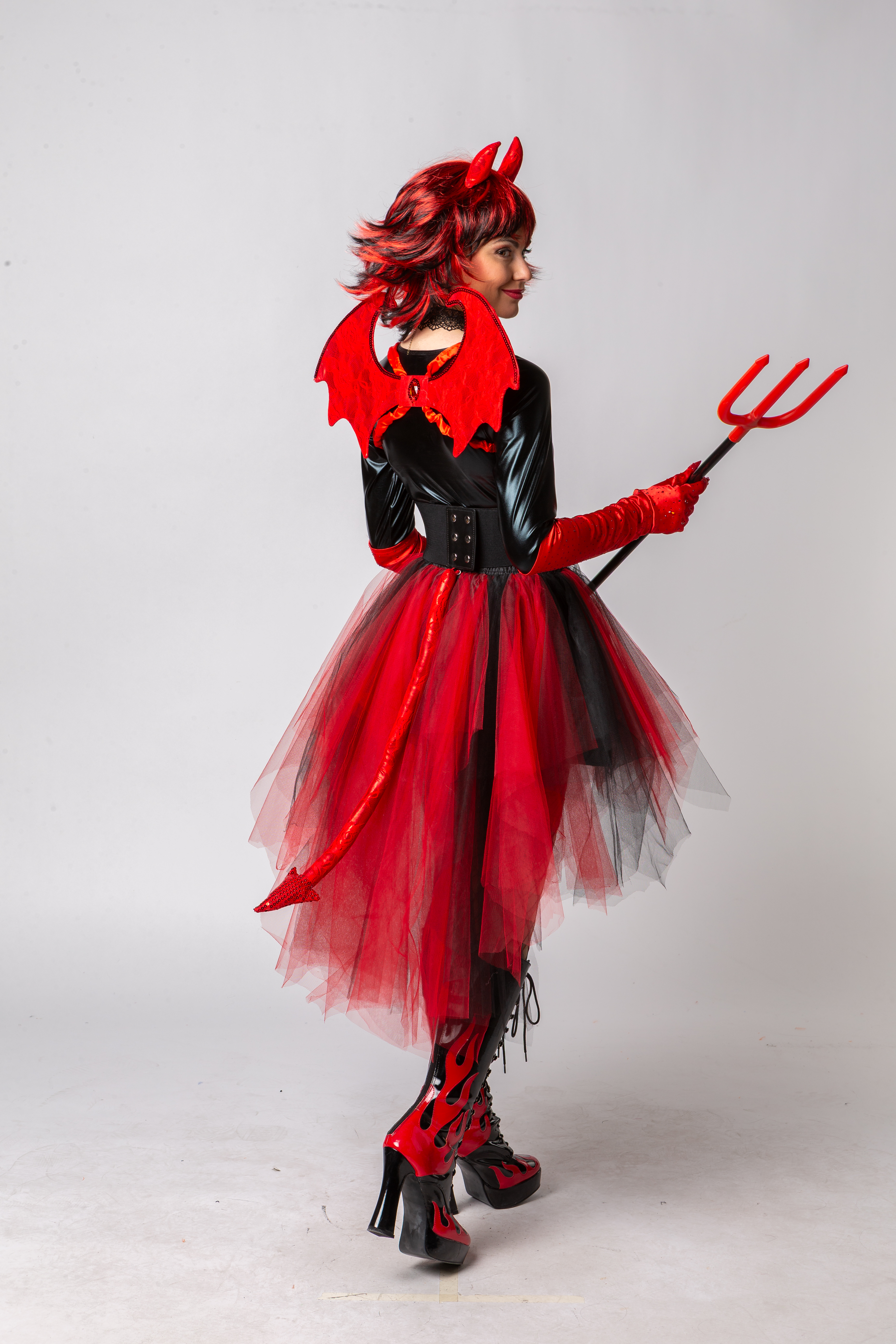 tutu vokuhila, red/black