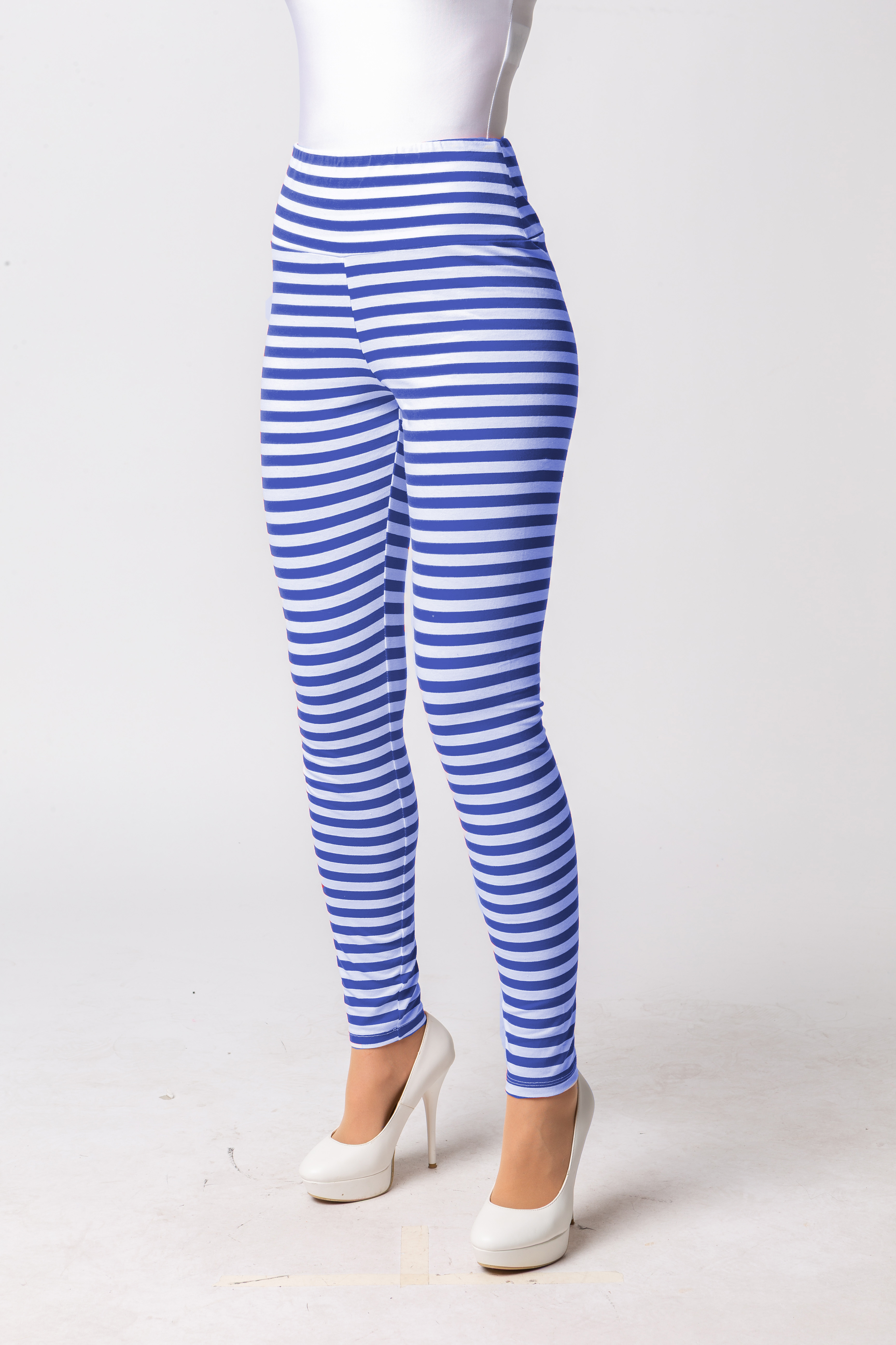 Leggings striped, blue/white