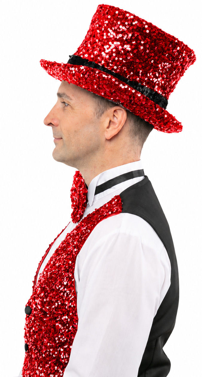Glitter cylinder for men, red